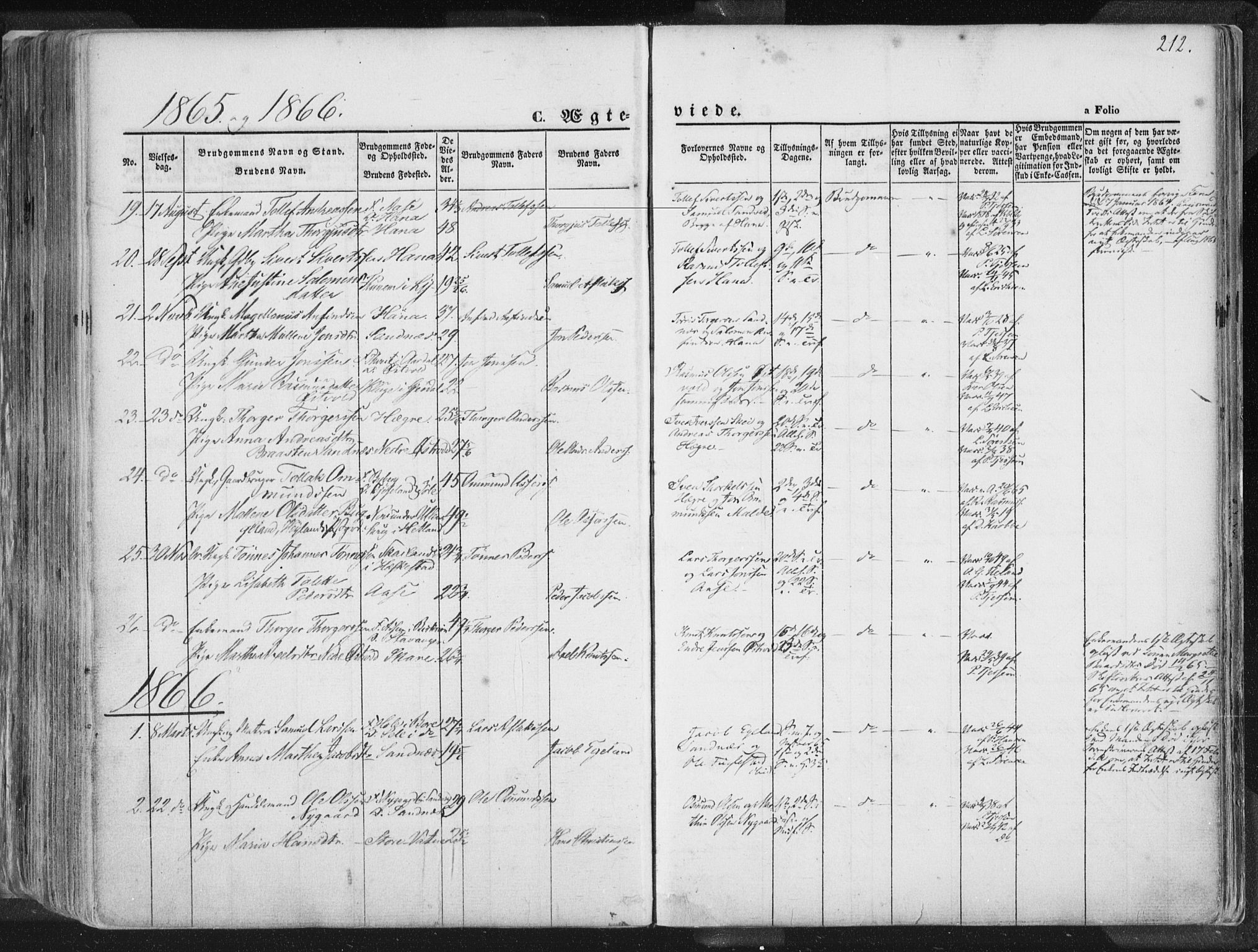 Høyland sokneprestkontor, AV/SAST-A-101799/001/30BA/L0010: Parish register (official) no. A 9.1, 1857-1877, p. 212