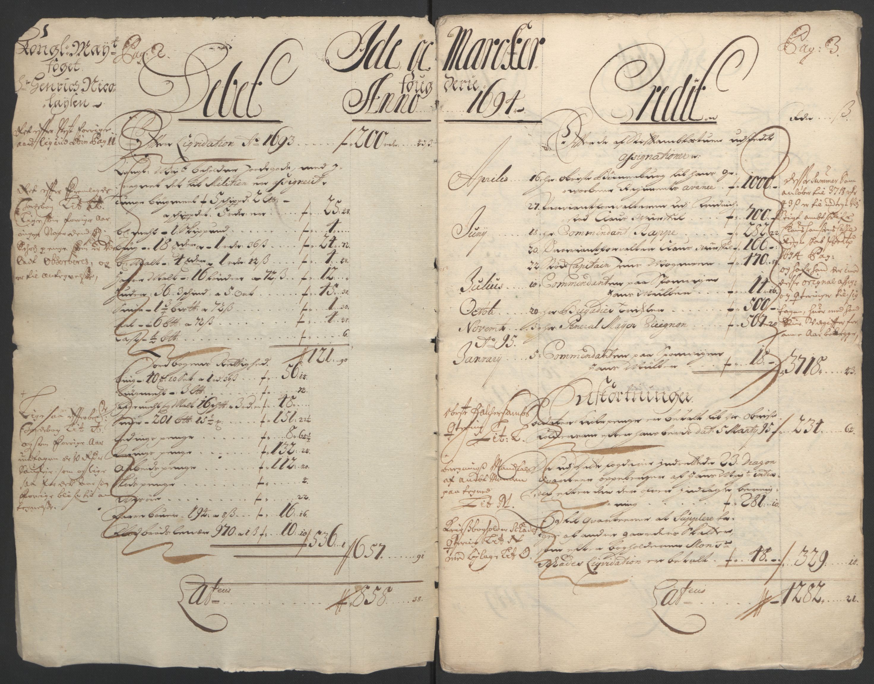 Rentekammeret inntil 1814, Reviderte regnskaper, Fogderegnskap, RA/EA-4092/R01/L0012: Fogderegnskap Idd og Marker, 1694-1695, p. 4
