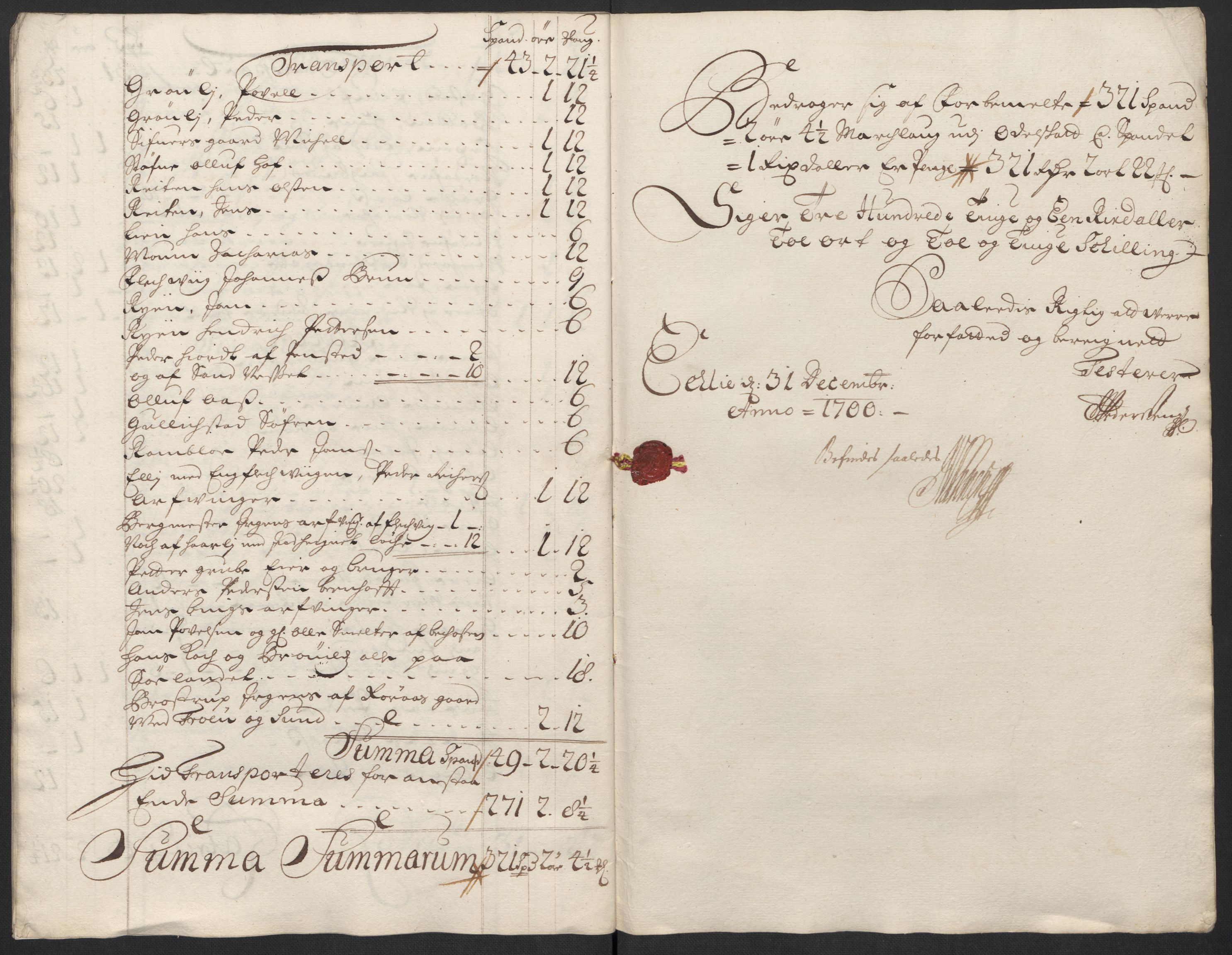 Rentekammeret inntil 1814, Reviderte regnskaper, Fogderegnskap, AV/RA-EA-4092/R60/L3950: Fogderegnskap Orkdal og Gauldal, 1700, p. 433