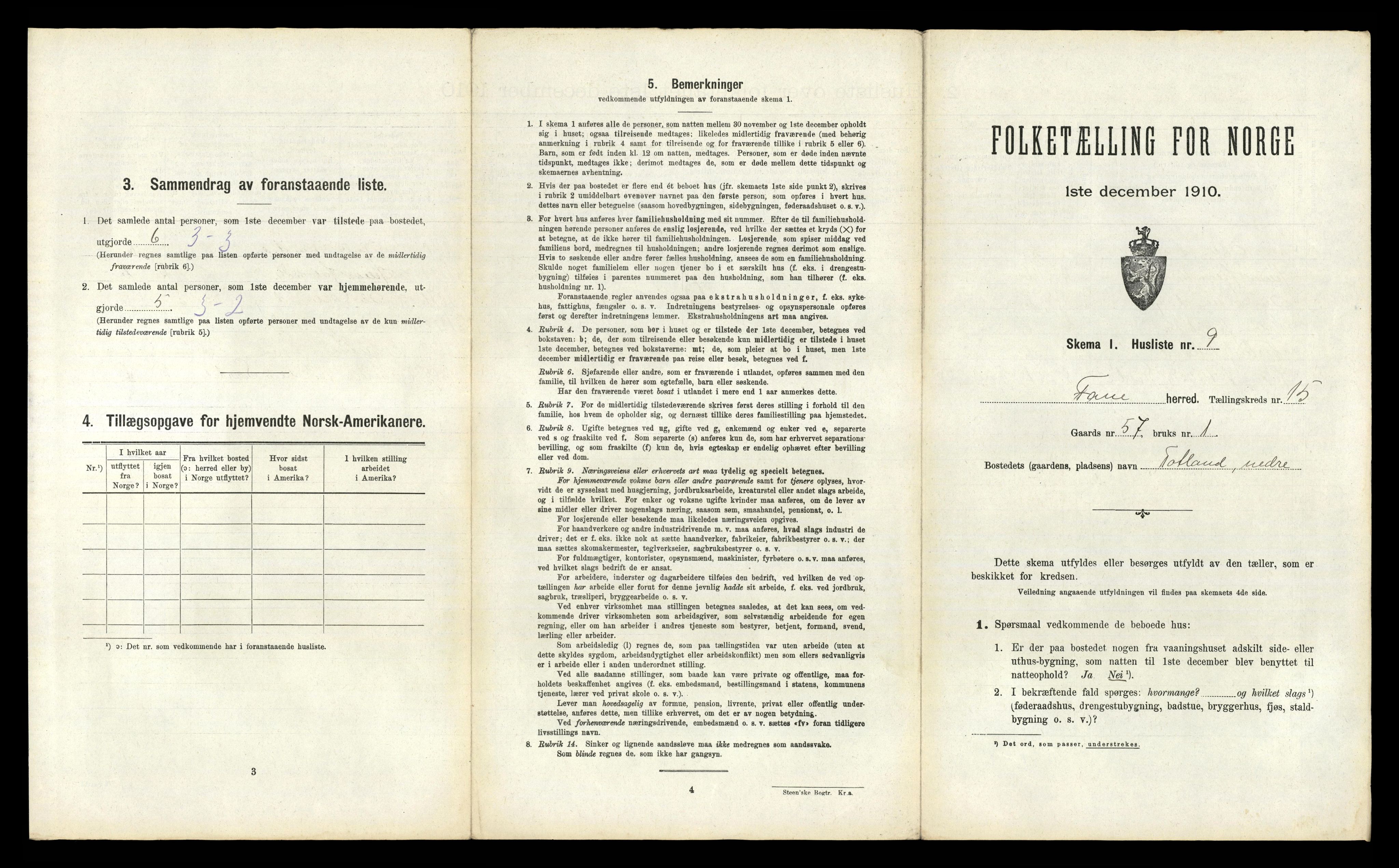 RA, 1910 census for Fana, 1910, p. 2189