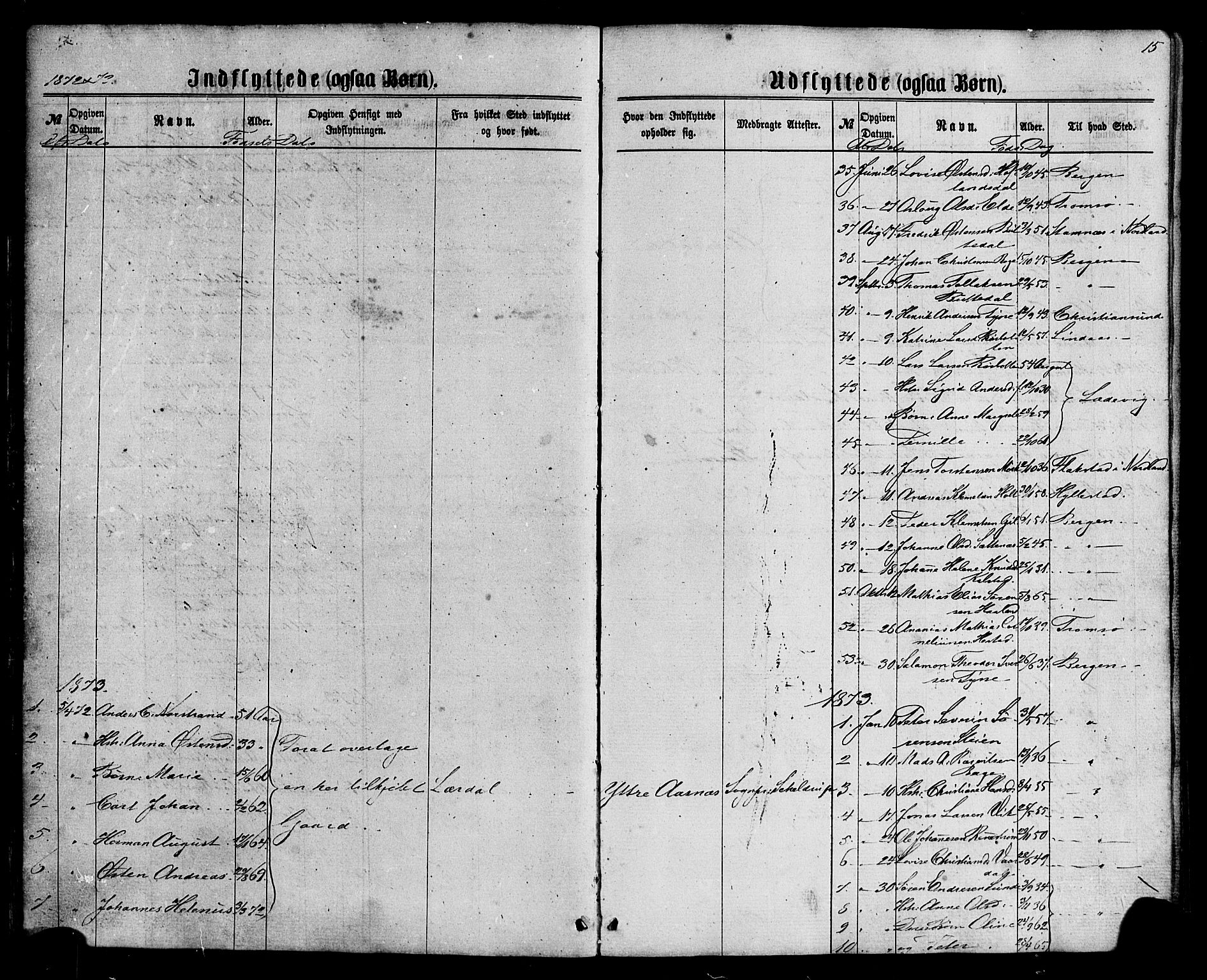 Fjaler sokneprestembete, AV/SAB-A-79801/H/Haa/Haaa/L0010: Parish register (official) no. A 10, 1866-1886, p. 15