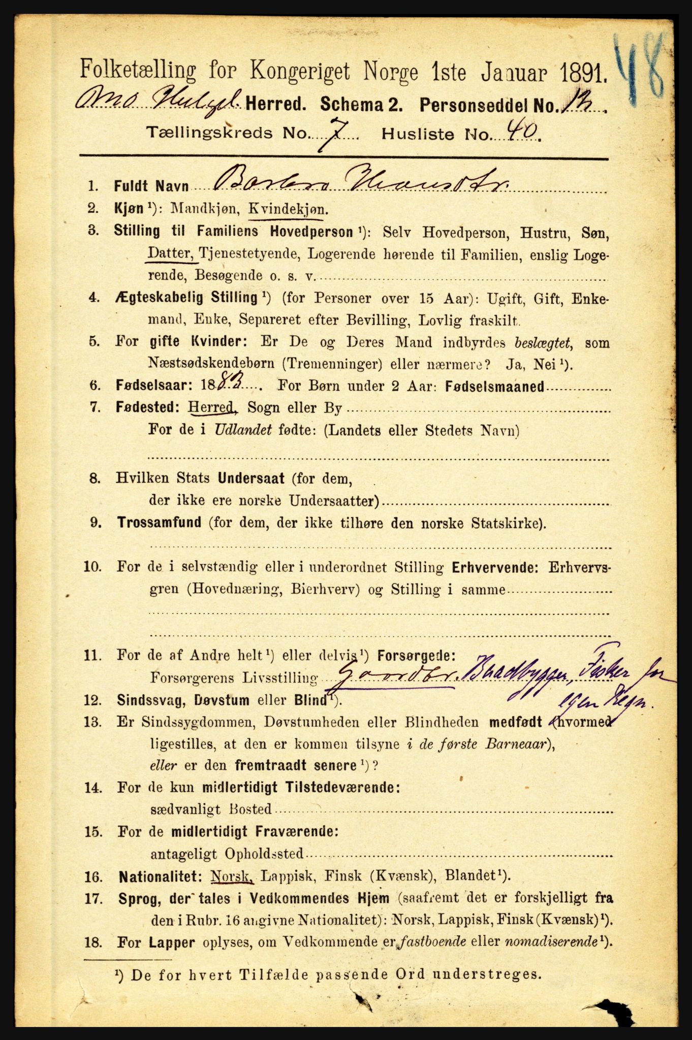 RA, 1891 census for 1833 Mo, 1891, p. 2844