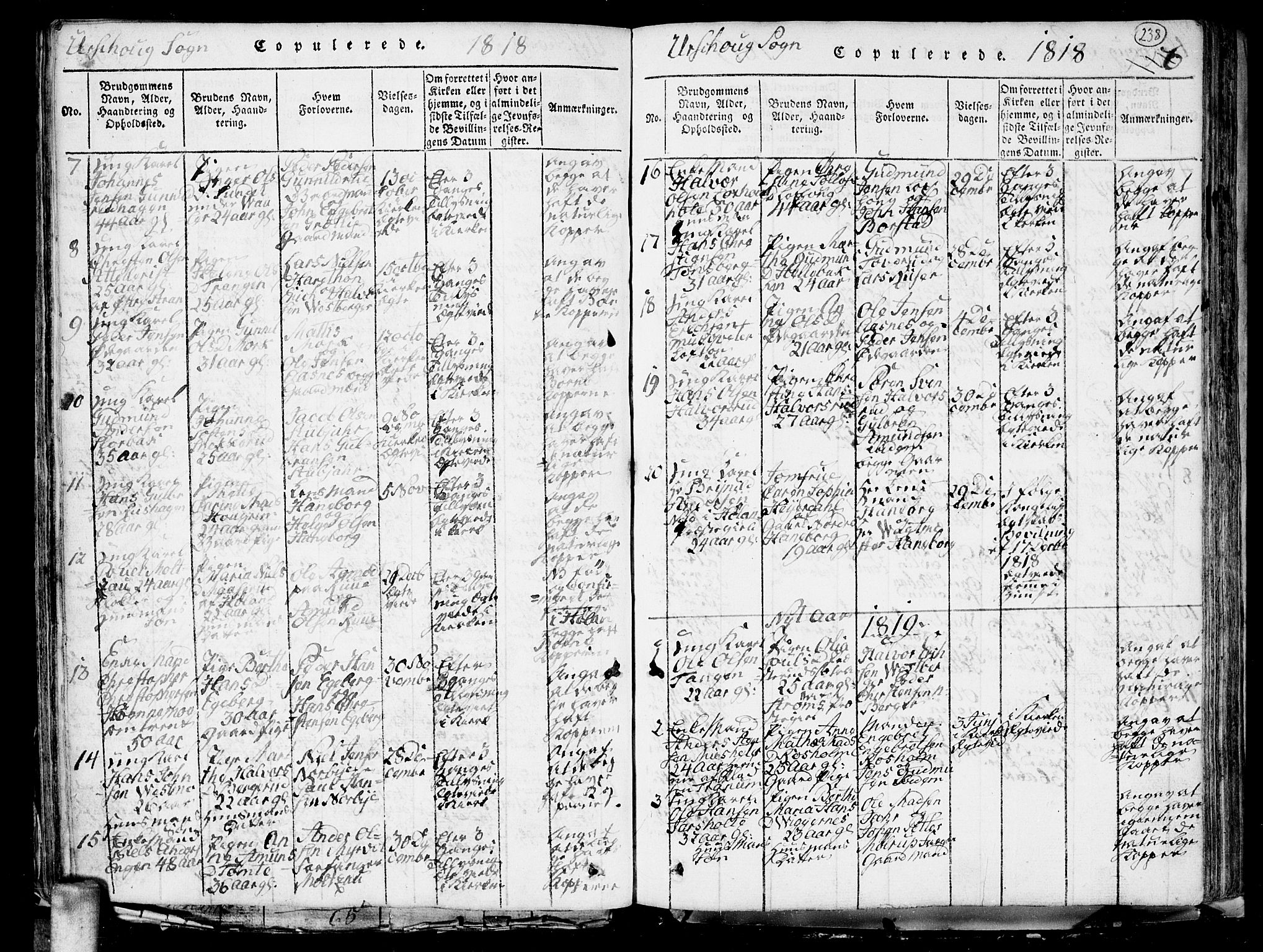 Aurskog prestekontor Kirkebøker, SAO/A-10304a/G/Ga/L0001: Parish register (copy) no. I 1, 1814-1829, p. 238