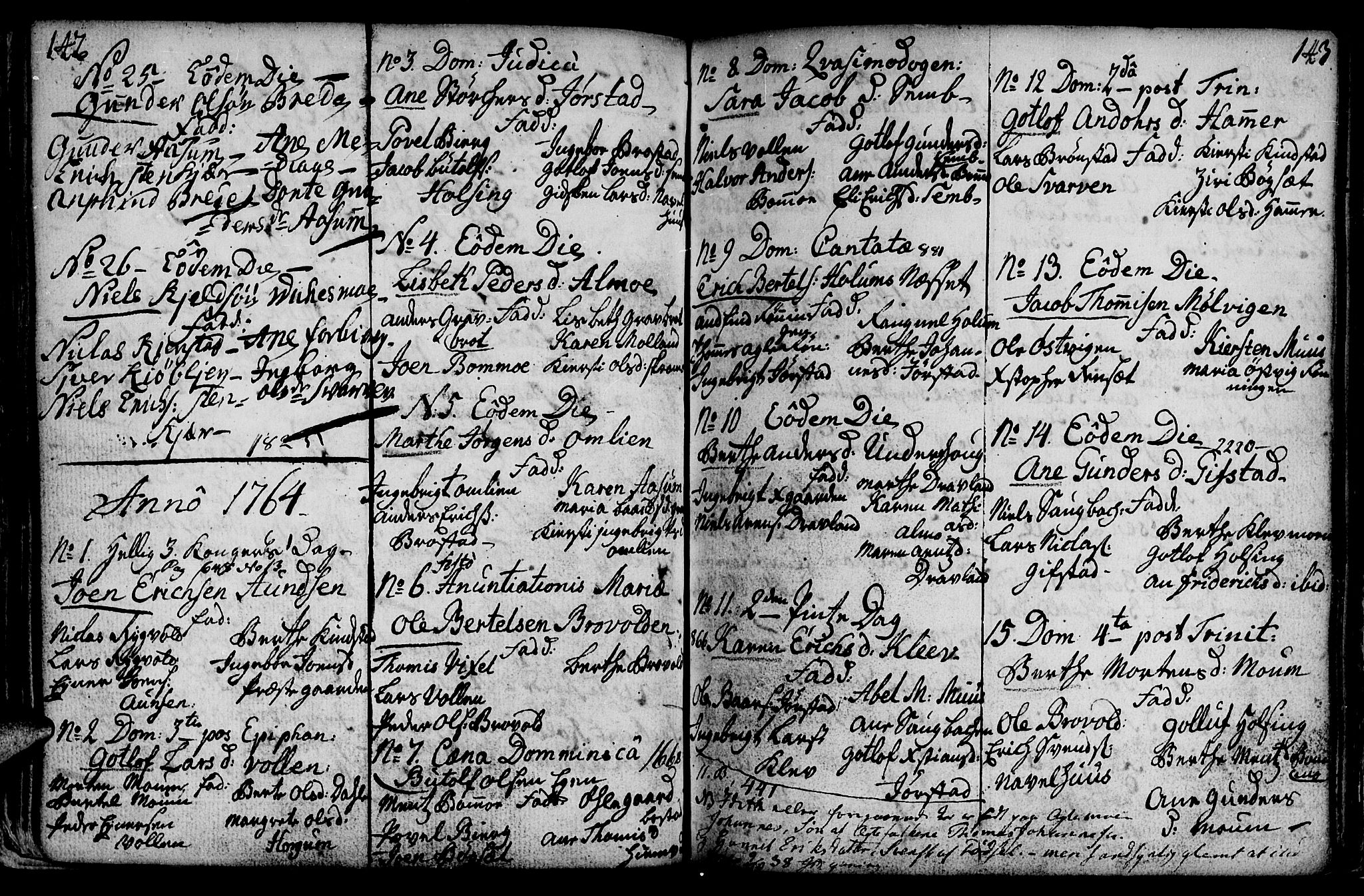 Ministerialprotokoller, klokkerbøker og fødselsregistre - Nord-Trøndelag, SAT/A-1458/749/L0467: Parish register (official) no. 749A01, 1733-1787, p. 142-143
