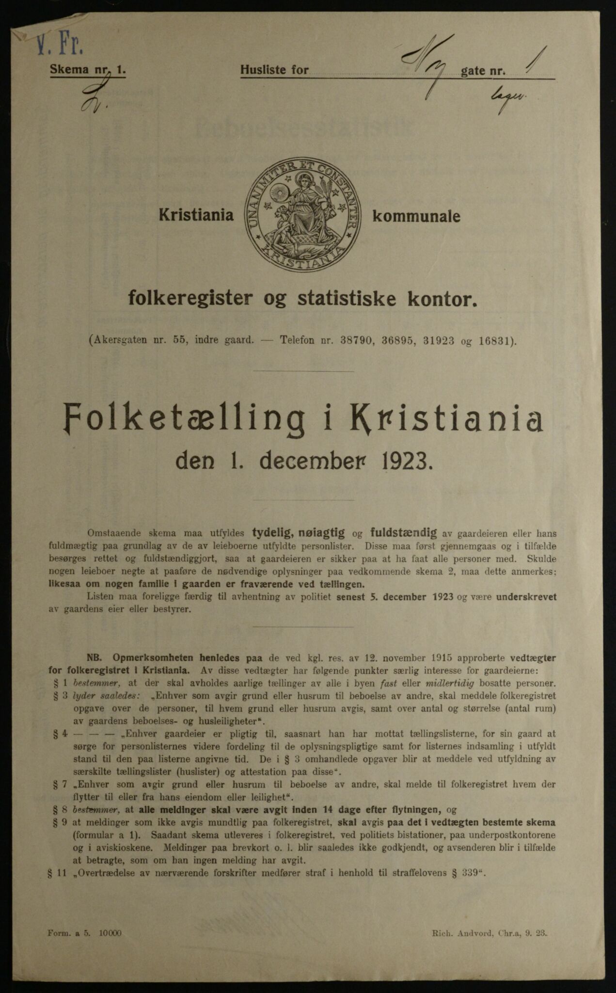 OBA, Municipal Census 1923 for Kristiania, 1923, p. 81205