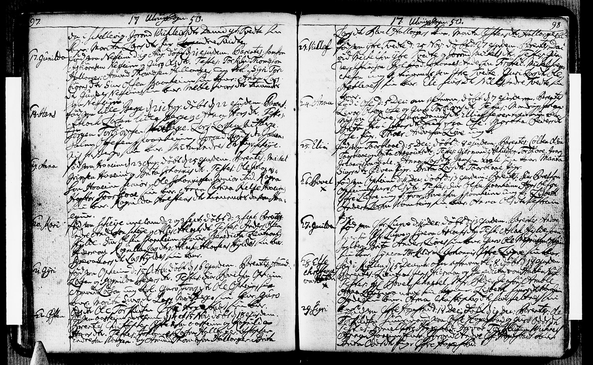 Ulvik sokneprestembete, SAB/A-78801/H/Haa: Parish register (official) no. A 6, 1743-1761, p. 97-98