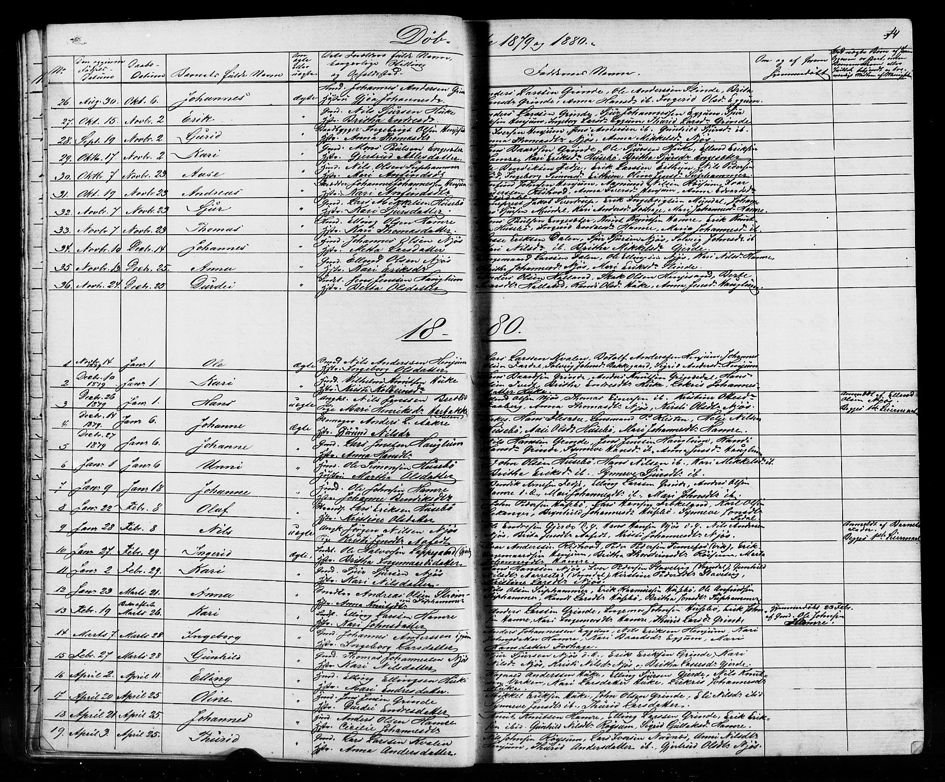 Leikanger sokneprestembete, SAB/A-81001: Parish register (copy) no. A 1, 1873-1916, p. 14