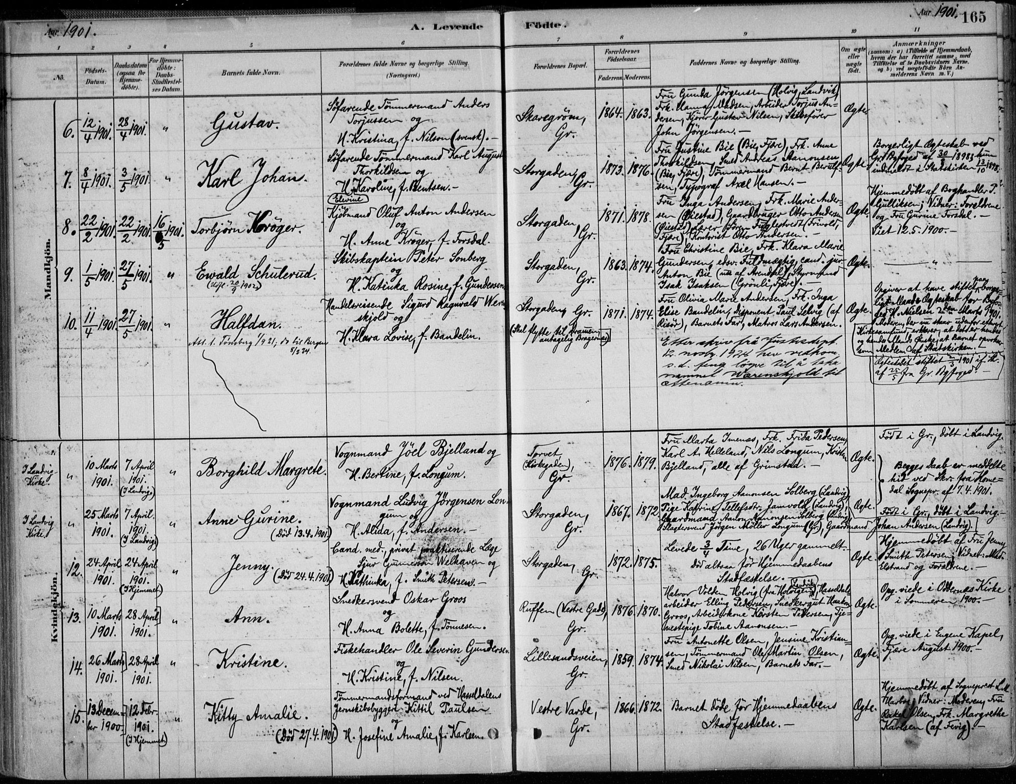 Grimstad sokneprestkontor, AV/SAK-1111-0017/F/Fa/L0003: Parish register (official) no. A 2, 1882-1912, p. 165