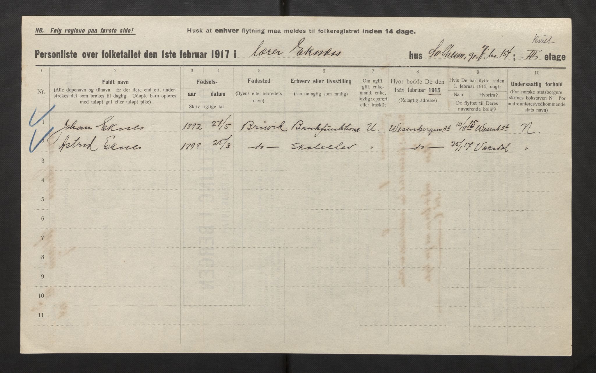 SAB, Municipal Census 1917 for Bergen, 1917, p. 49334