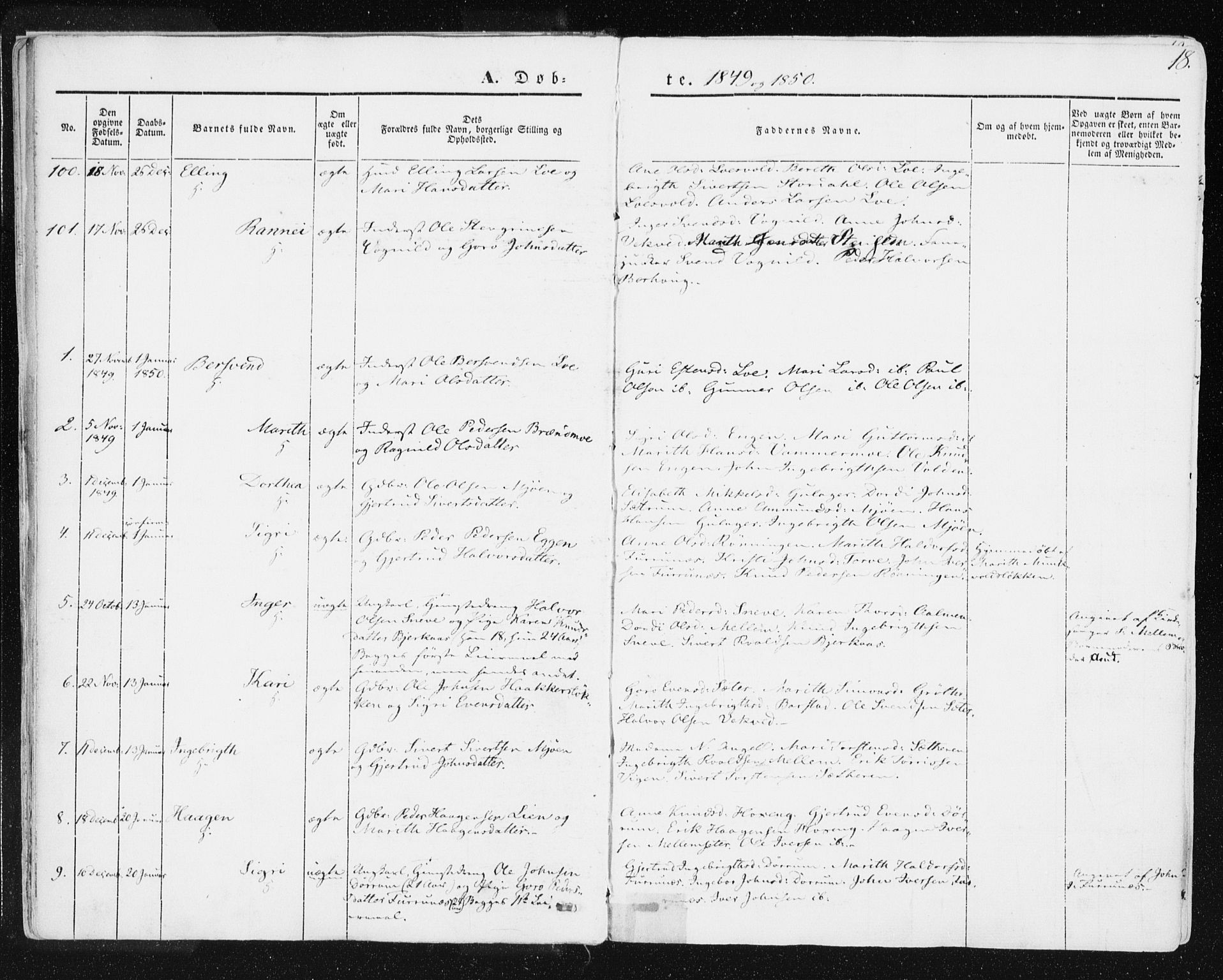 Ministerialprotokoller, klokkerbøker og fødselsregistre - Sør-Trøndelag, SAT/A-1456/678/L0899: Parish register (official) no. 678A08, 1848-1872, p. 18