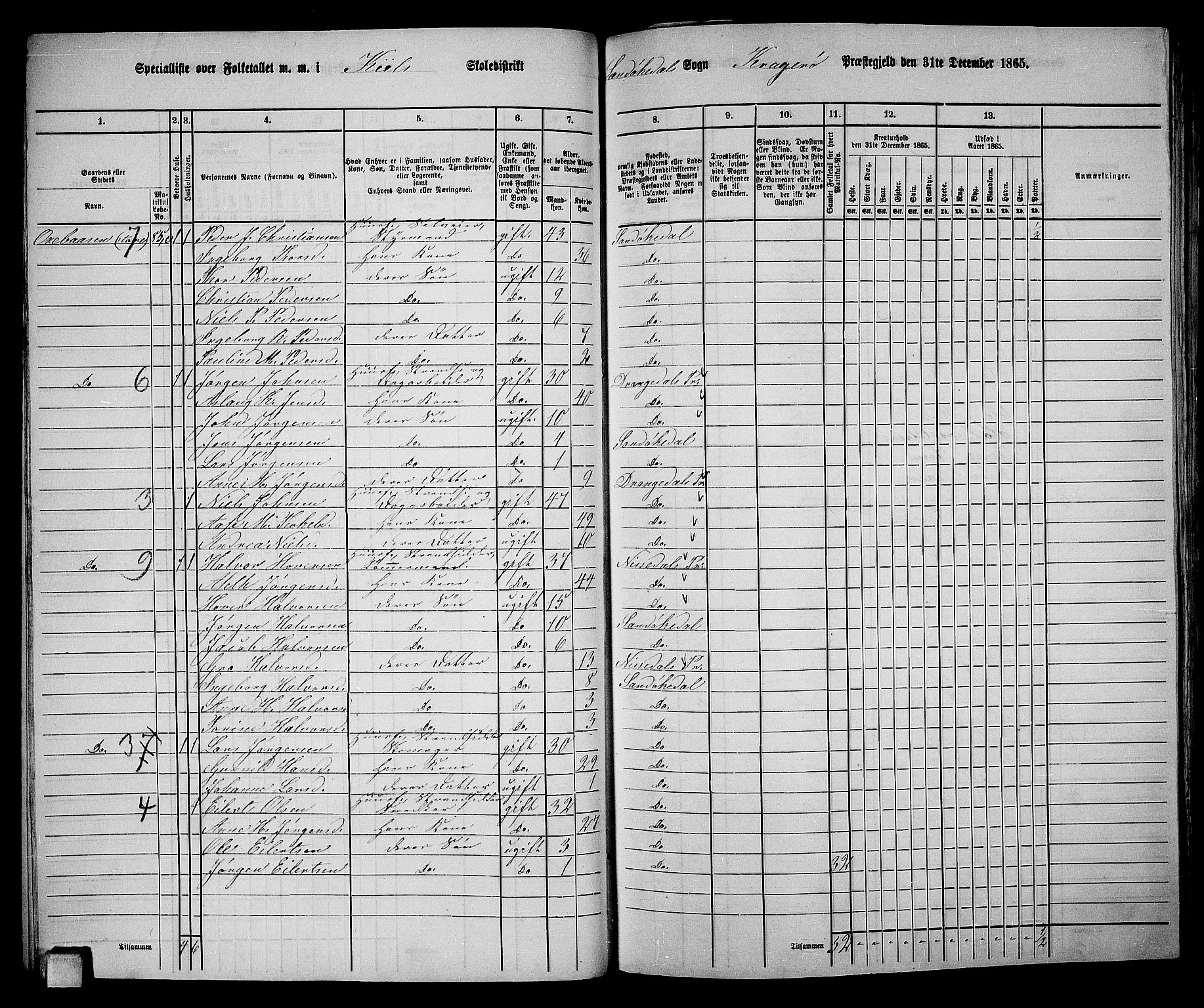 RA, 1865 census for Kragerø/Sannidal og Skåtøy, 1865, p. 49