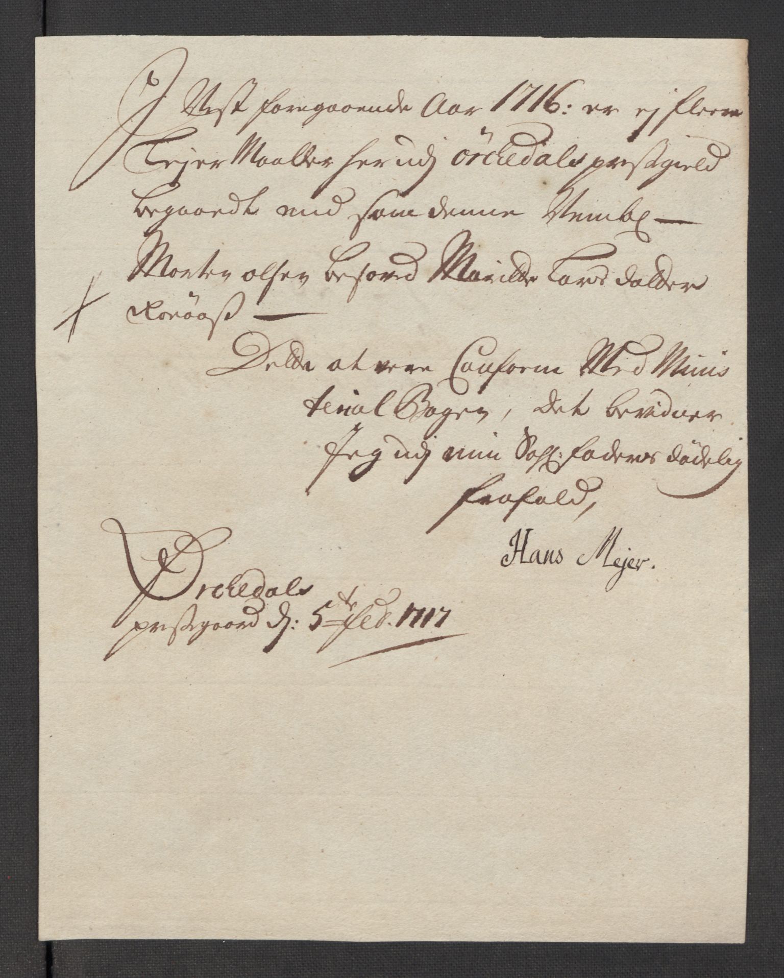 Rentekammeret inntil 1814, Reviderte regnskaper, Fogderegnskap, AV/RA-EA-4092/R60/L3967: Fogderegnskap Orkdal og Gauldal, 1716, p. 247