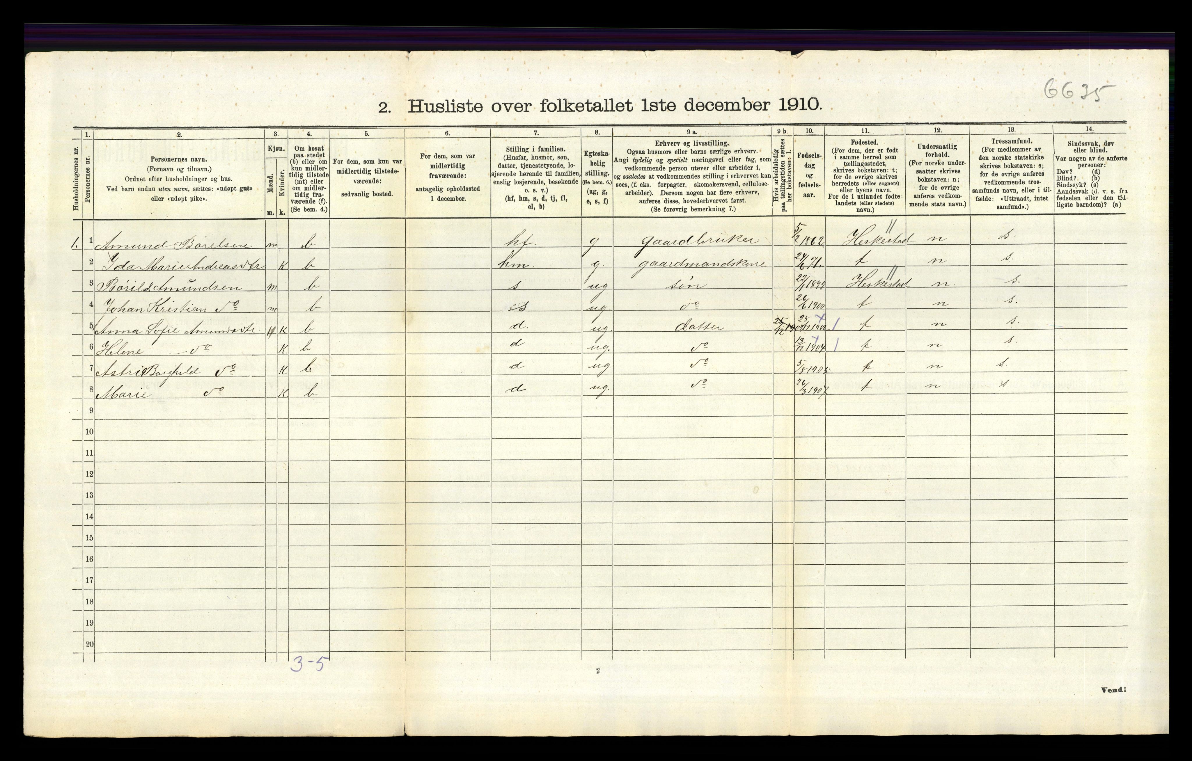 RA, 1910 census for Sokndal, 1910, p. 961