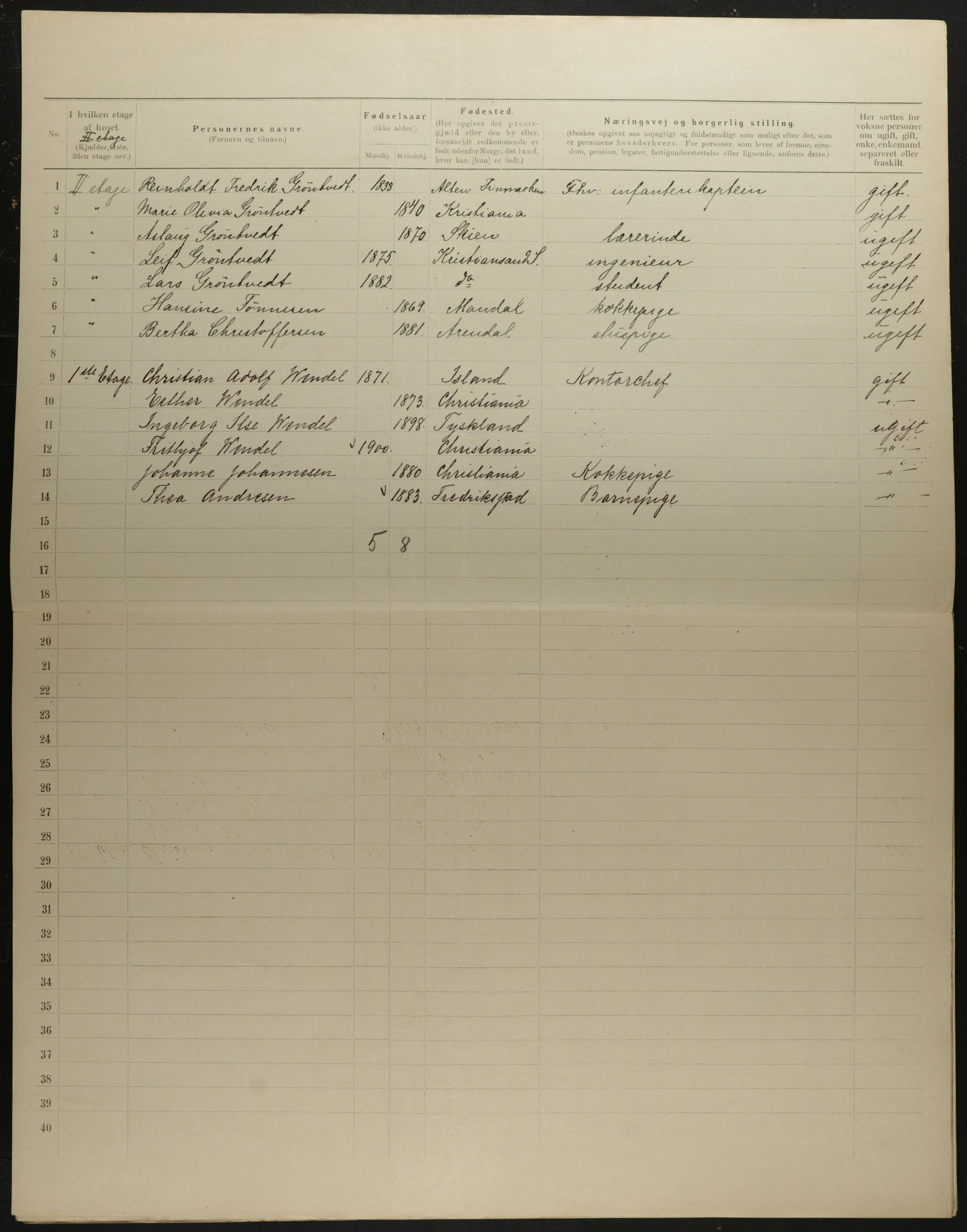 OBA, Municipal Census 1901 for Kristiania, 1901, p. 5250