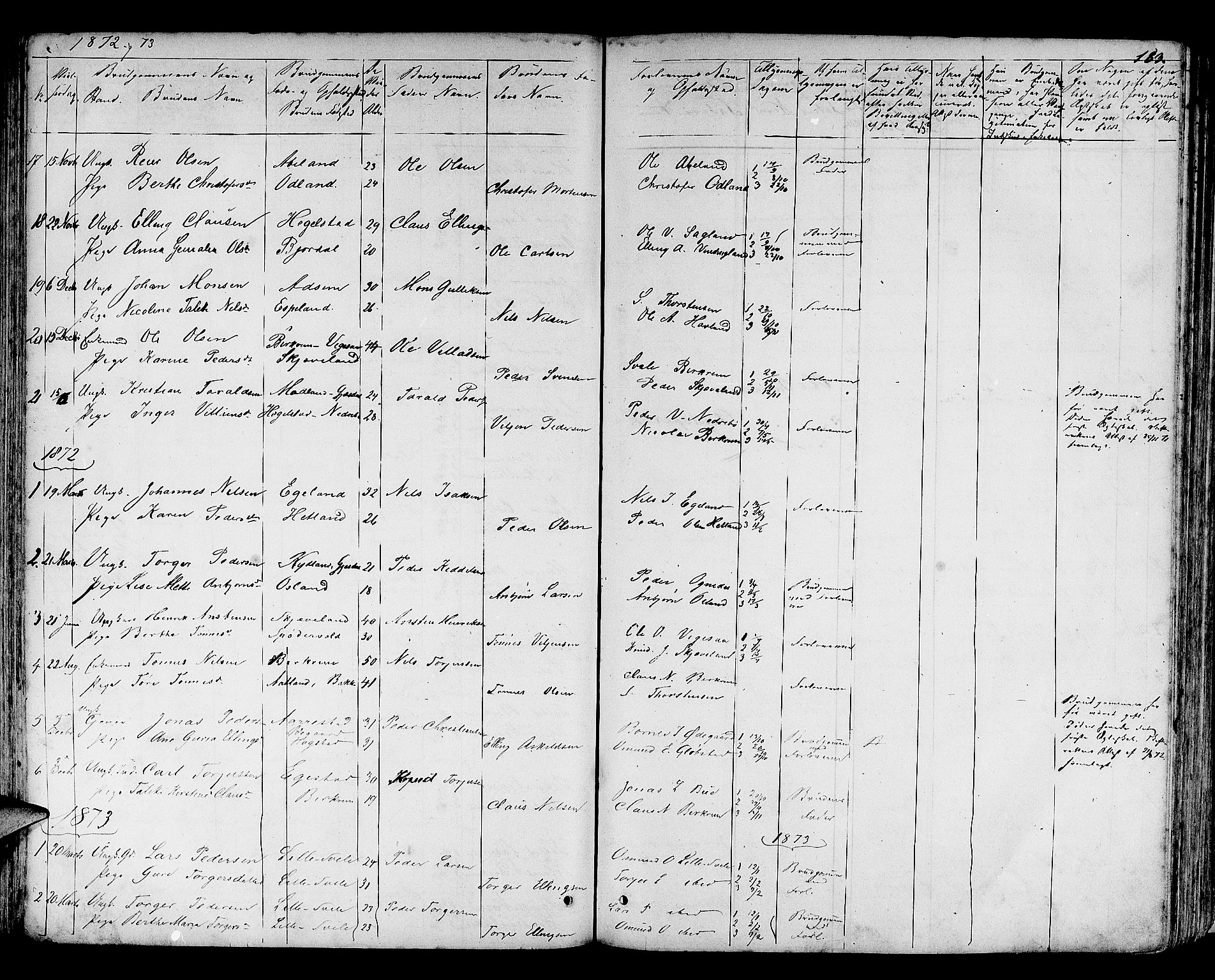 Helleland sokneprestkontor, AV/SAST-A-101810: Parish register (copy) no. B 3, 1847-1886, p. 183