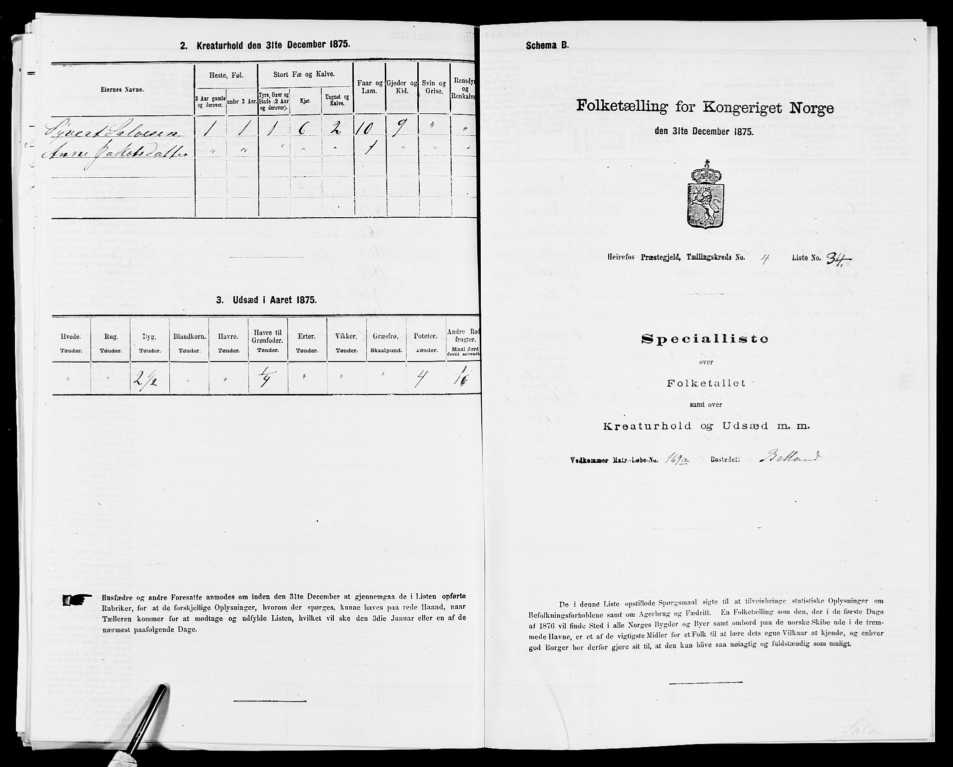 SAK, 1875 census for 0933P Herefoss, 1875, p. 380