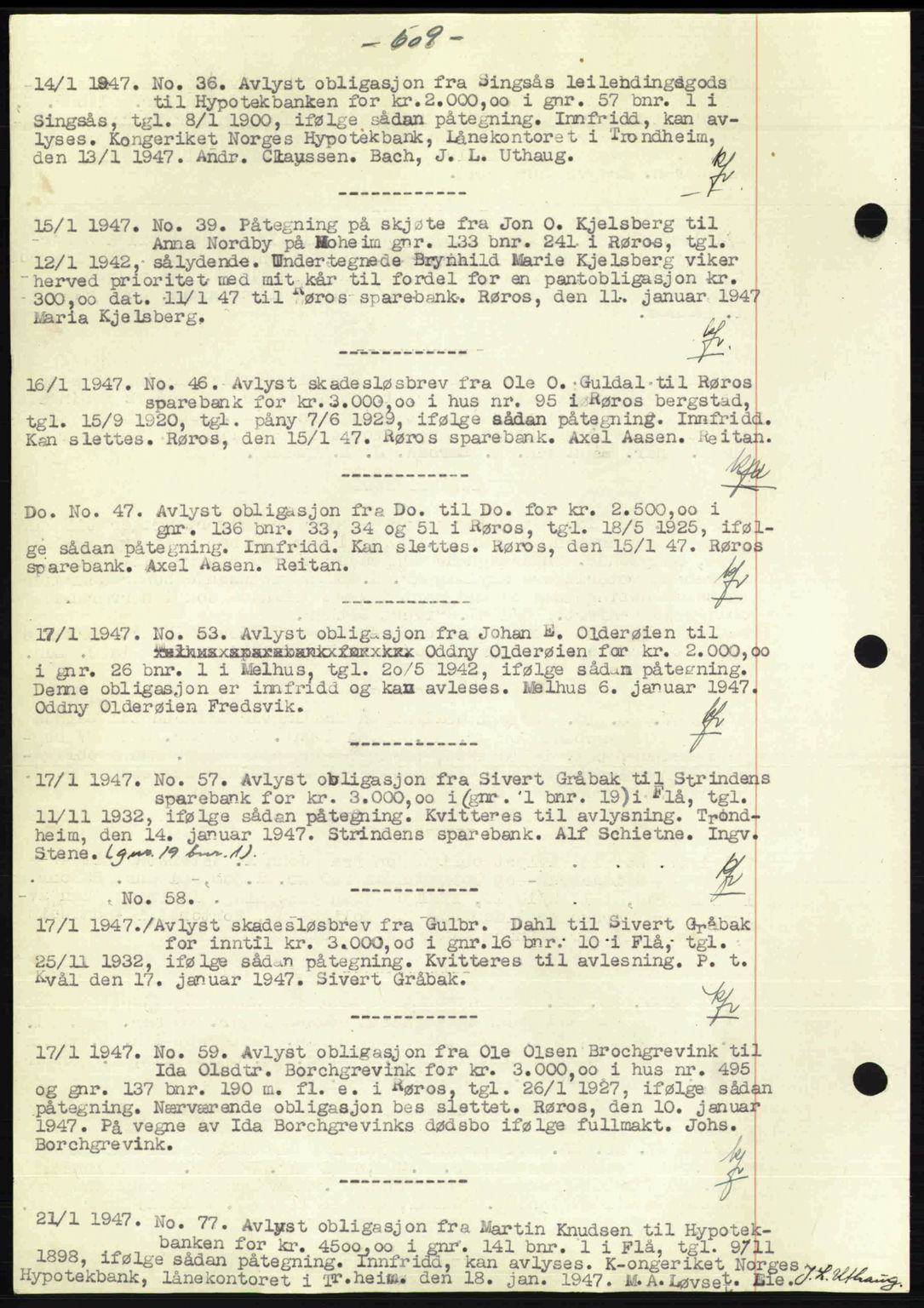 Gauldal sorenskriveri, SAT/A-0014/1/2/2C: Mortgage book no. A2, 1946-1946, Diary no: : 36/1947