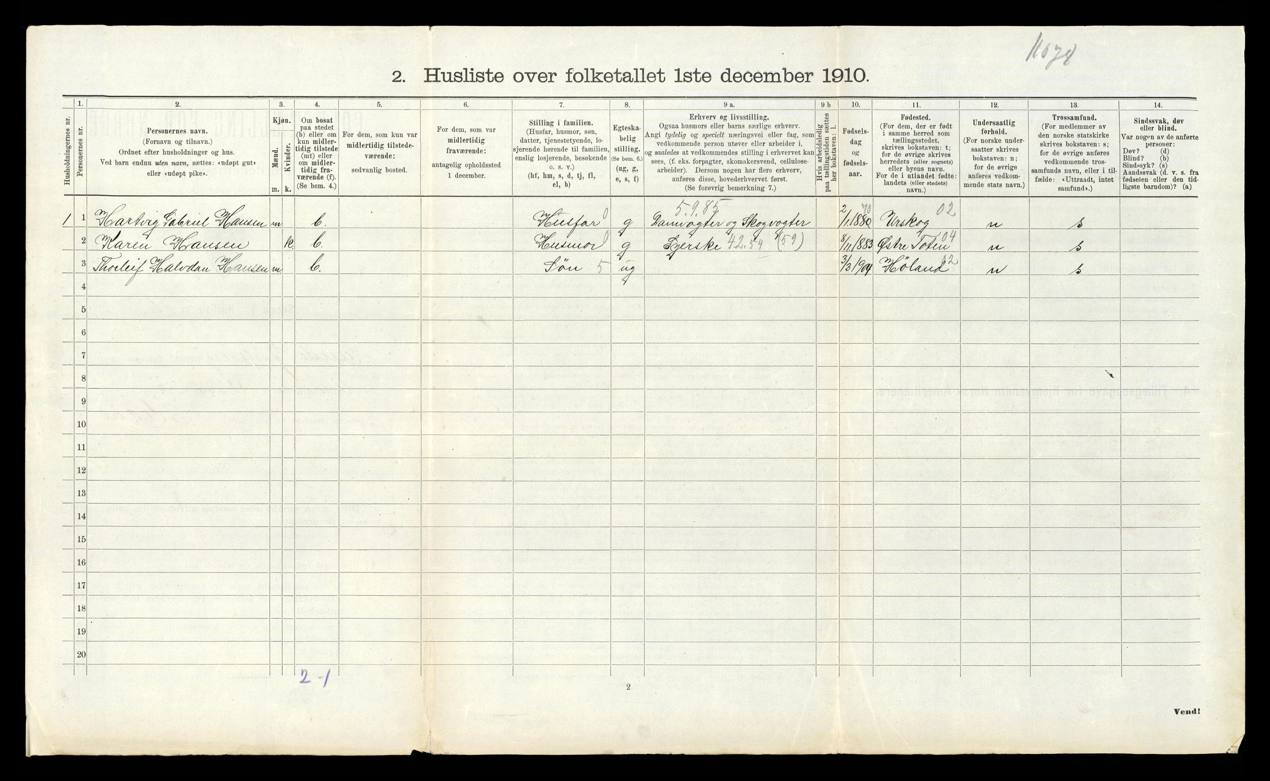 RA, 1910 census for Sande, 1910, p. 1244