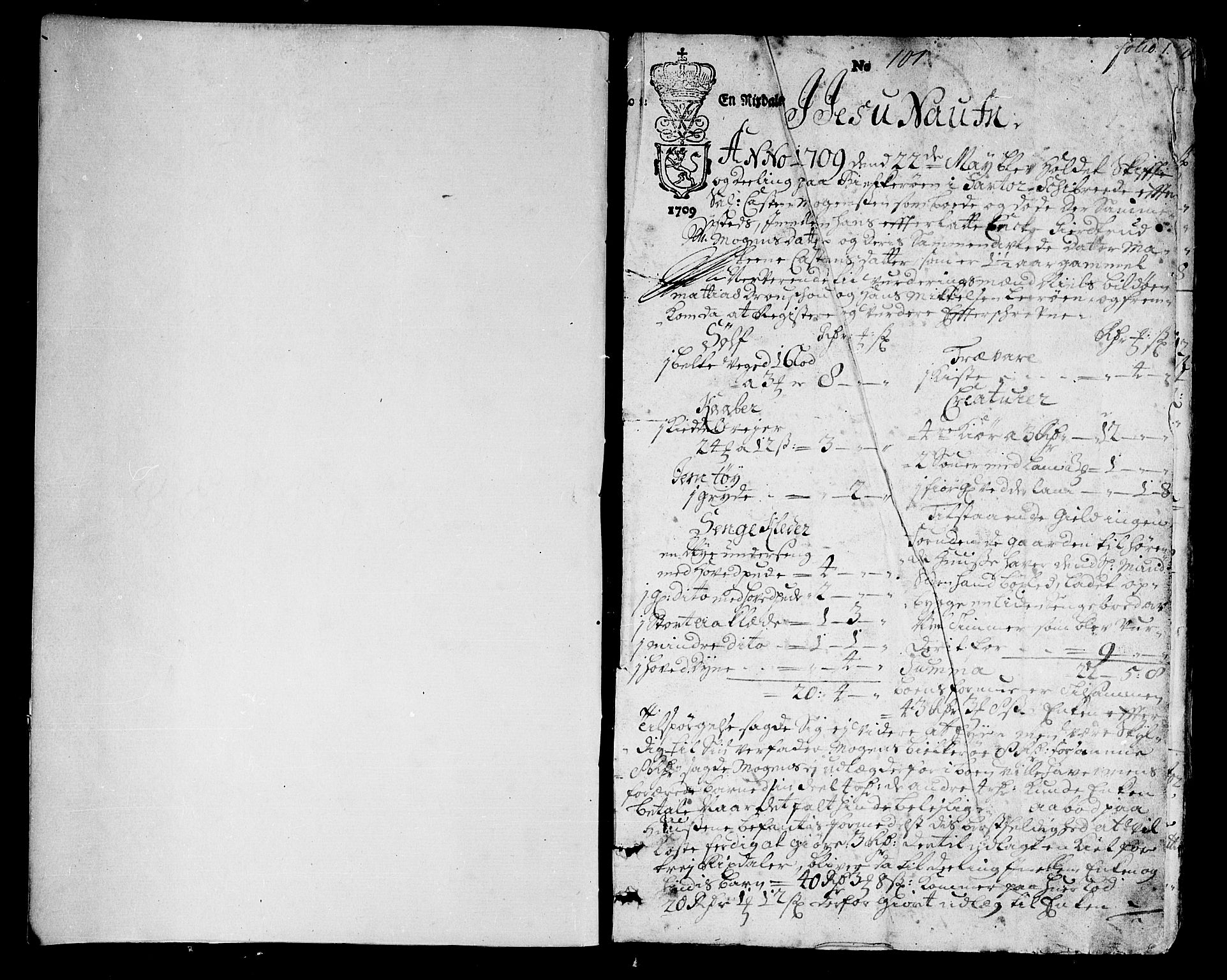Nordhordland sorenskrivar, SAB/A-2901/1/H/Ha/L0002: Skifteprotokollar Nordhordland , 1709-1716, p. 1b-2a
