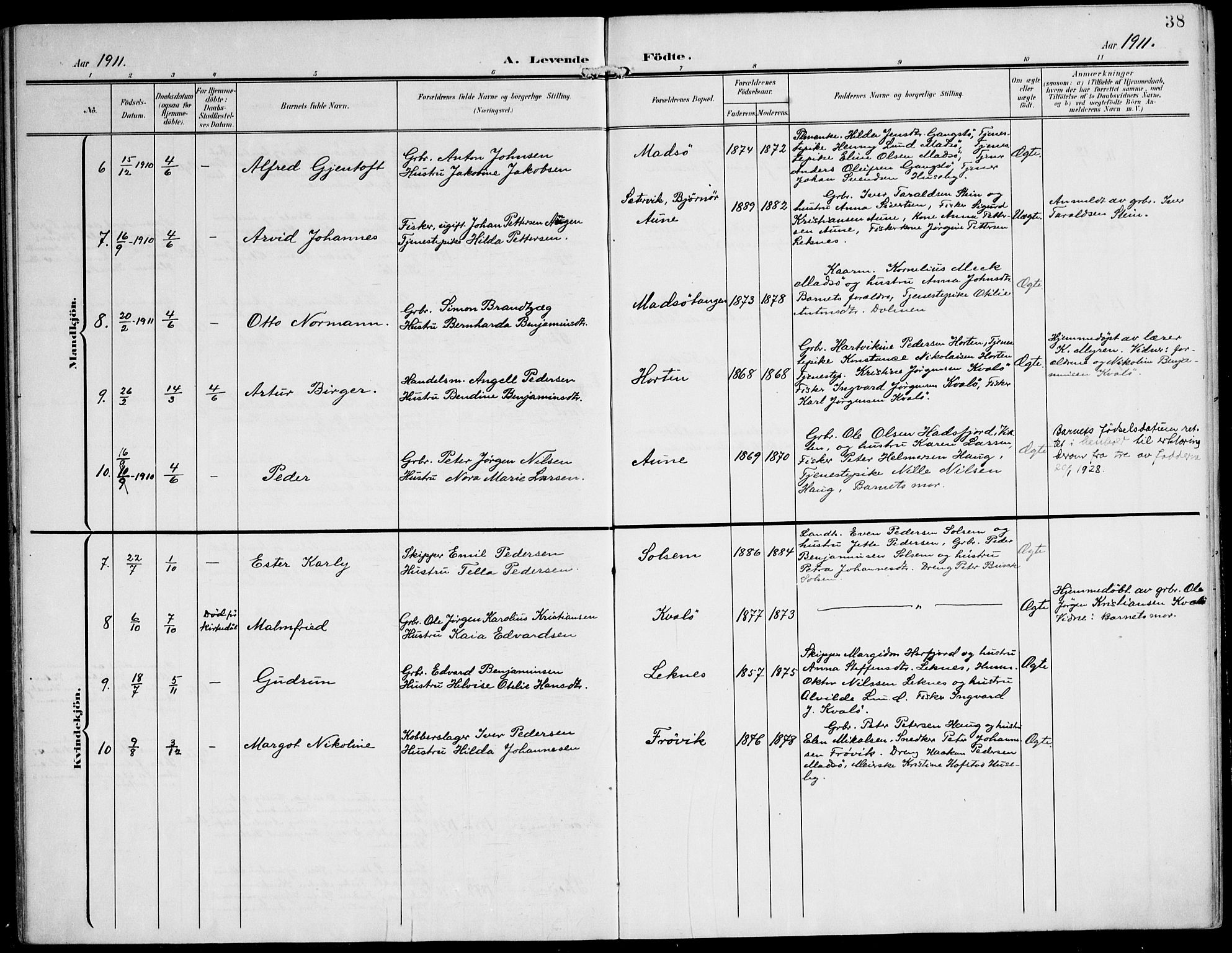 Ministerialprotokoller, klokkerbøker og fødselsregistre - Nord-Trøndelag, AV/SAT-A-1458/788/L0698: Parish register (official) no. 788A05, 1902-1921, p. 38