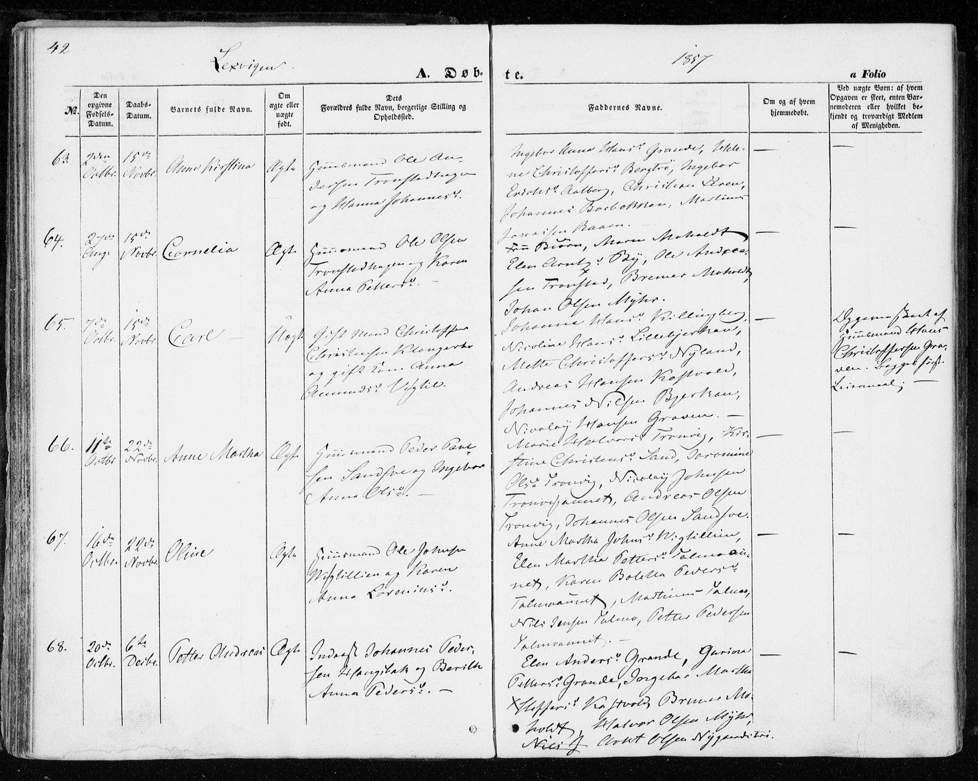 Ministerialprotokoller, klokkerbøker og fødselsregistre - Nord-Trøndelag, SAT/A-1458/701/L0008: Parish register (official) no. 701A08 /1, 1854-1863, p. 42