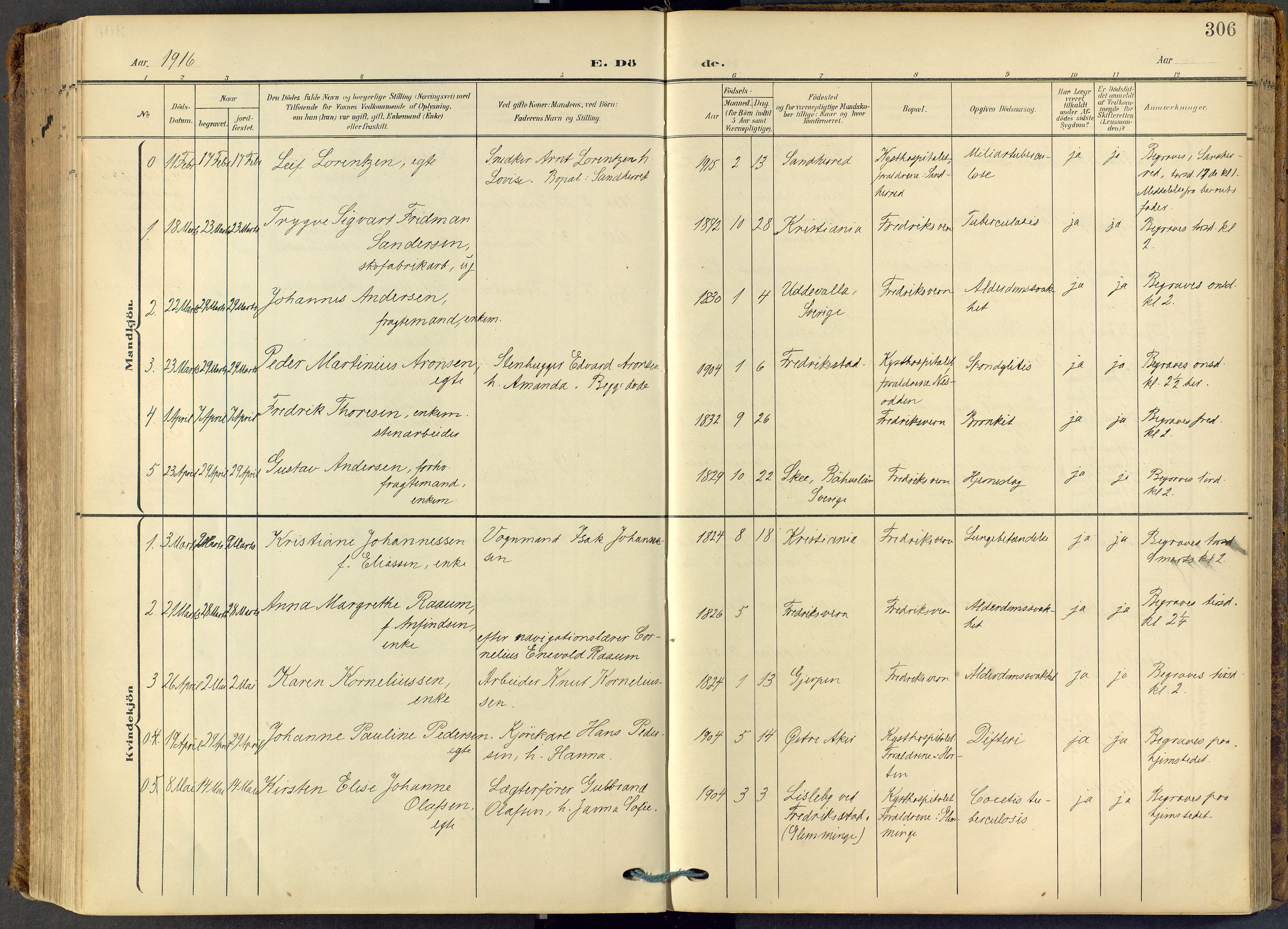Stavern kirkebøker, SAKO/A-318/F/Fa/L0009: Parish register (official) no. 9, 1906-1955, p. 306