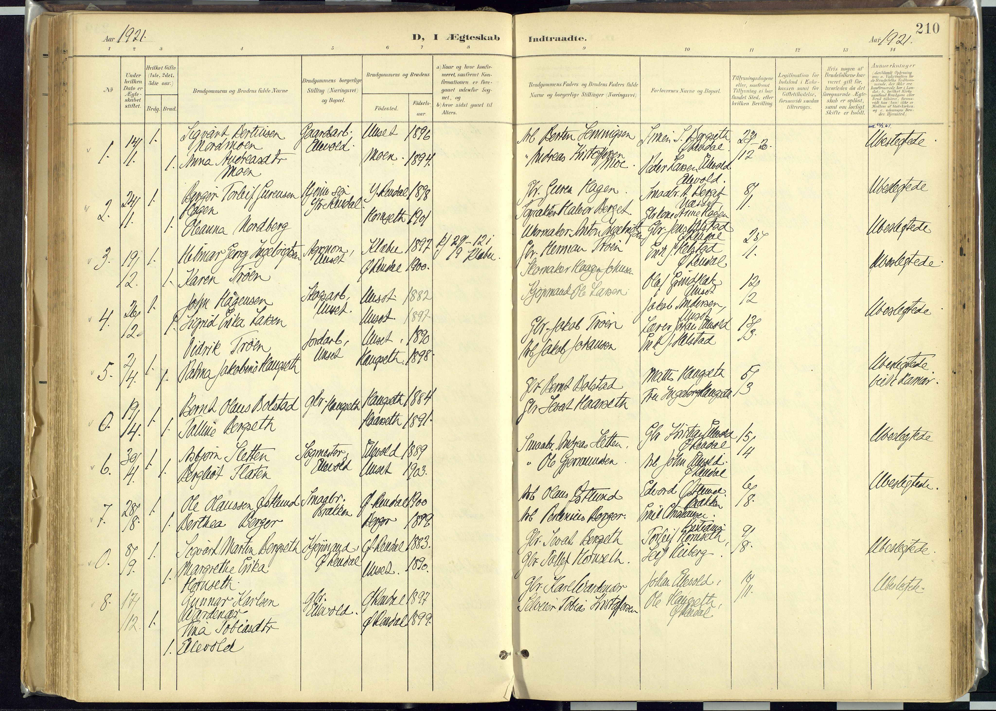 Rendalen prestekontor, SAH/PREST-054/H/Ha/Haa/L0012: Parish register (official) no. 12, 1901-1928, p. 210