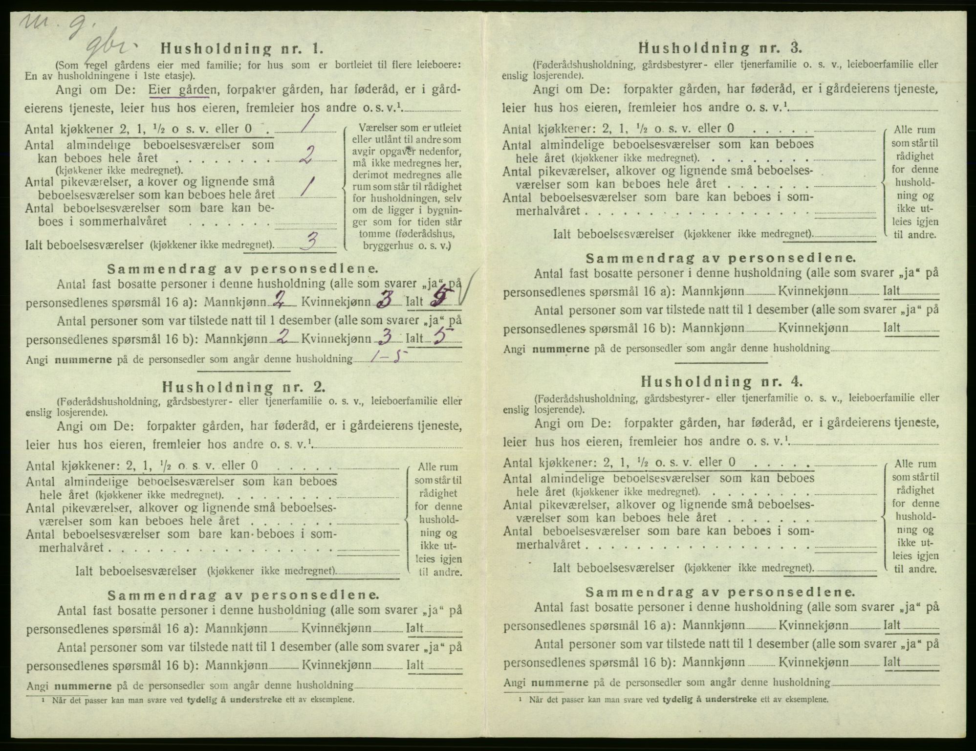 SAB, 1920 census for Fitjar, 1920, p. 607