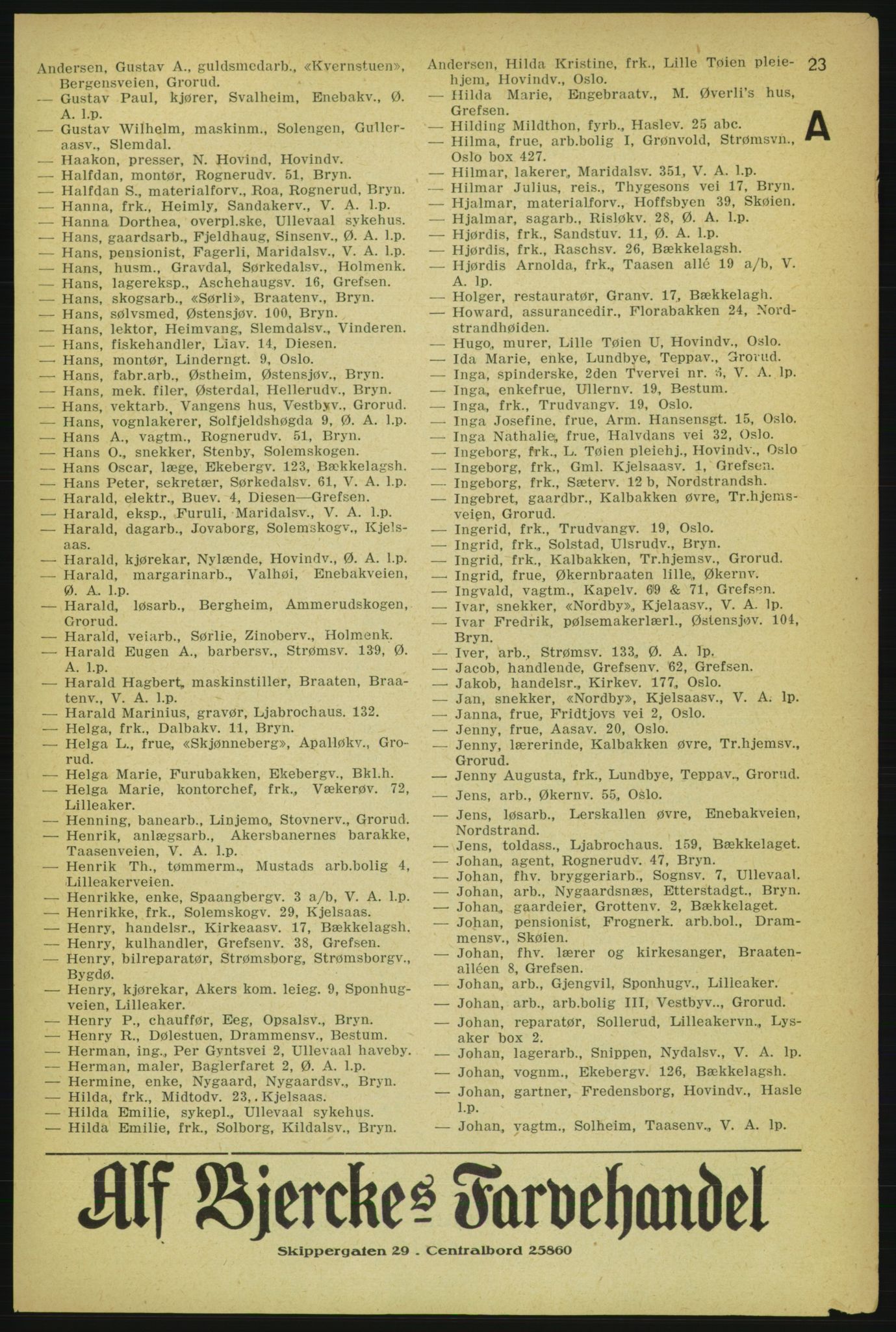 Aker adressebok/adressekalender, PUBL/001/A/004: Aker adressebok, 1929, p. 23