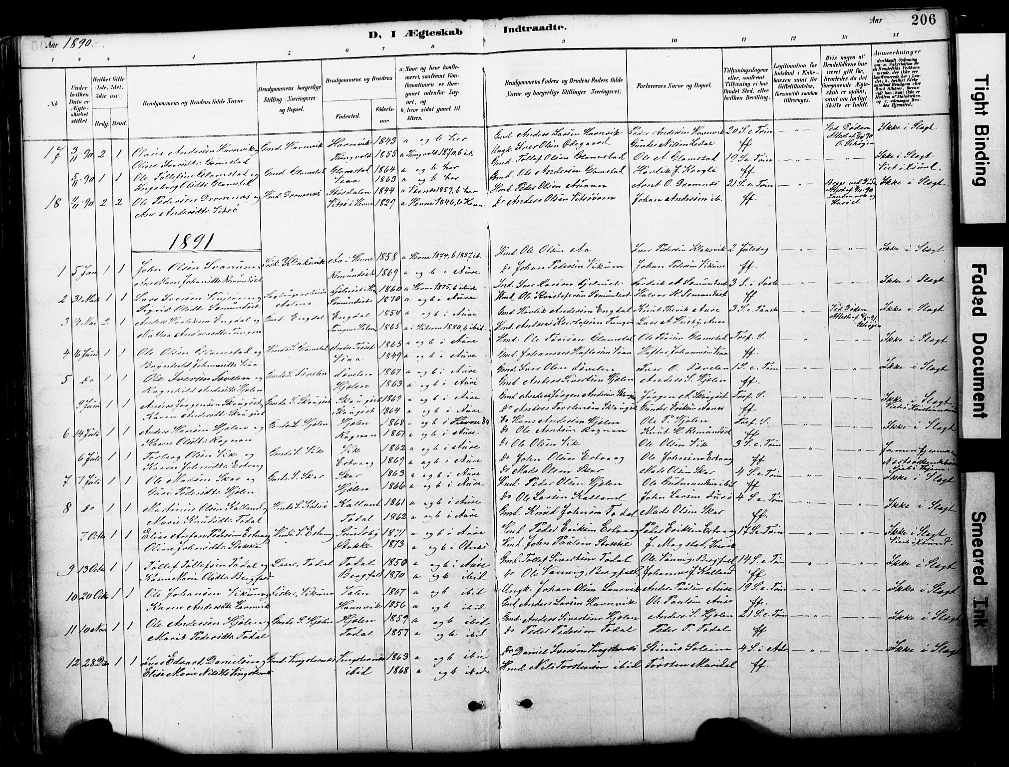 Ministerialprotokoller, klokkerbøker og fødselsregistre - Møre og Romsdal, AV/SAT-A-1454/578/L0907: Parish register (official) no. 578A06, 1887-1904, p. 206