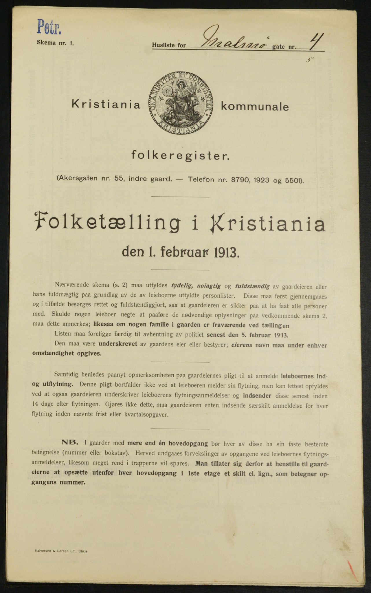 OBA, Municipal Census 1913 for Kristiania, 1913, p. 59835