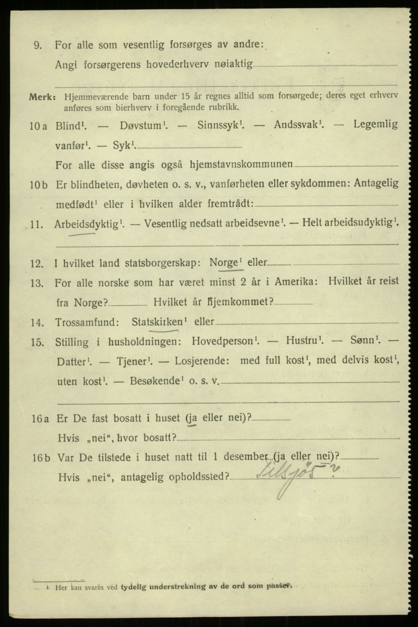 SAB, 1920 census for Bergen, 1920, p. 154264