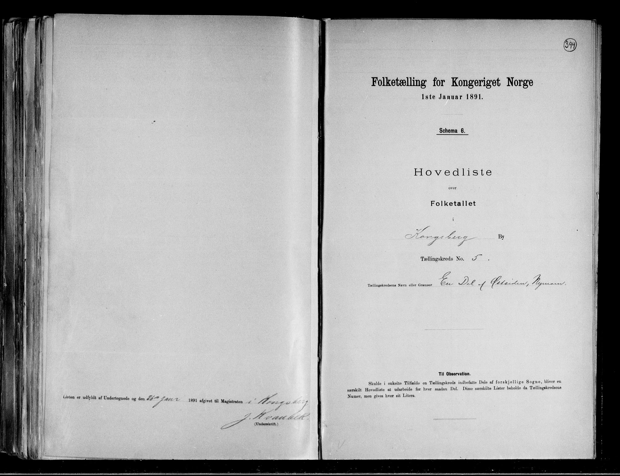 RA, 1891 census for 0604 Kongsberg, 1891, p. 12