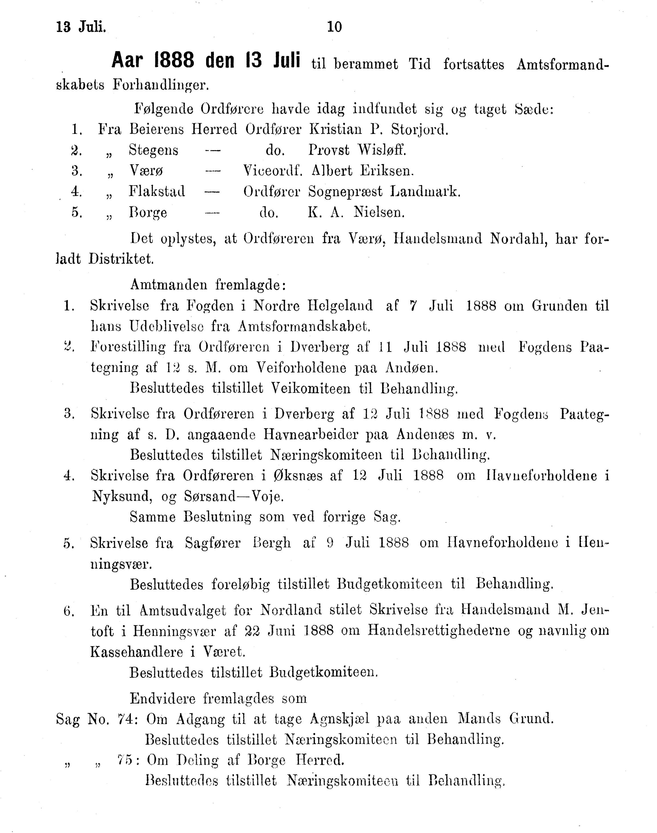 Nordland Fylkeskommune. Fylkestinget, AIN/NFK-17/176/A/Ac/L0015: Fylkestingsforhandlinger 1886-1890, 1886-1890, p. 10