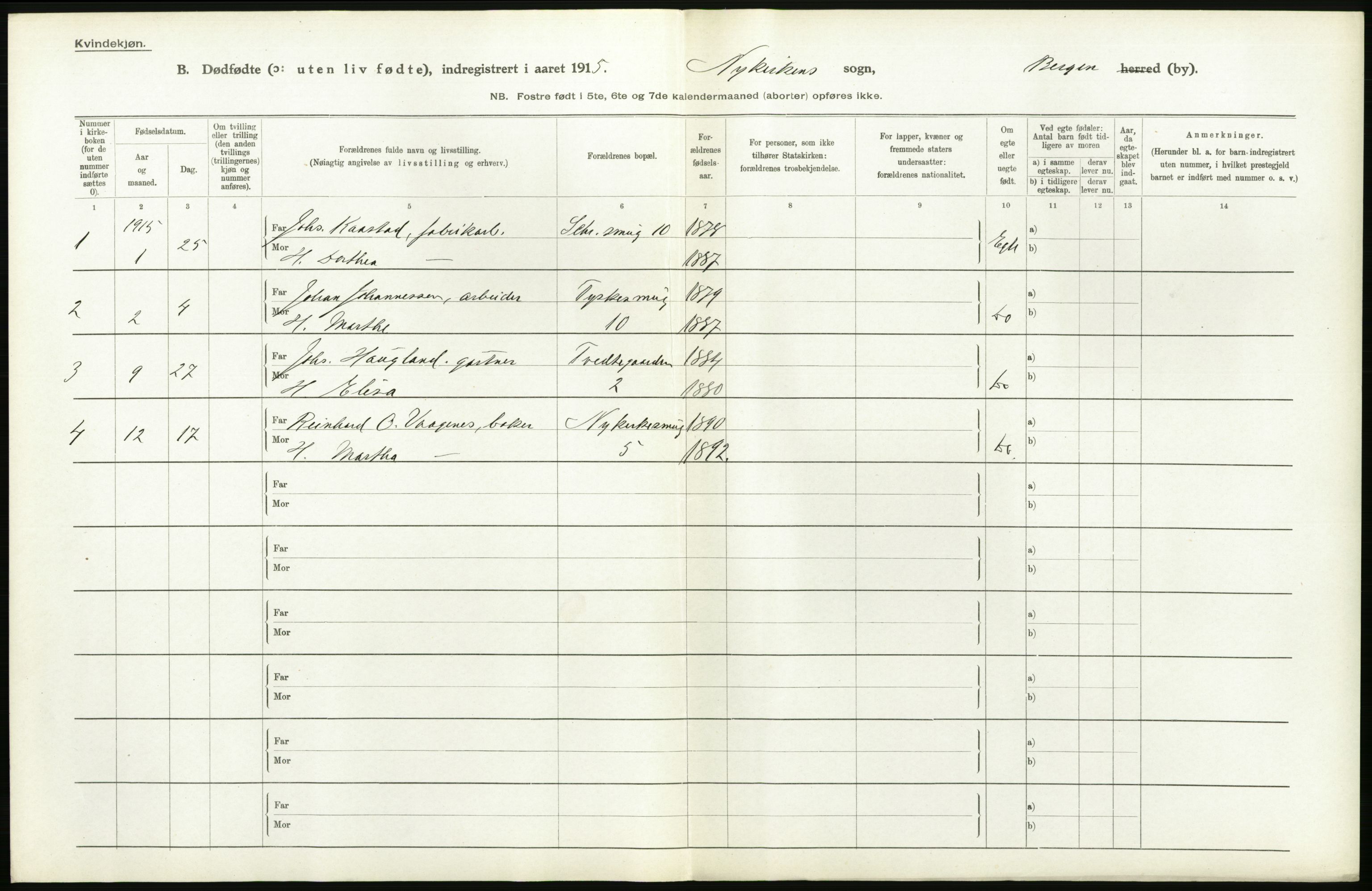 Statistisk sentralbyrå, Sosiodemografiske emner, Befolkning, RA/S-2228/D/Df/Dfb/Dfbe/L0034: Bergen: Gifte, døde, dødfødte., 1915, p. 692