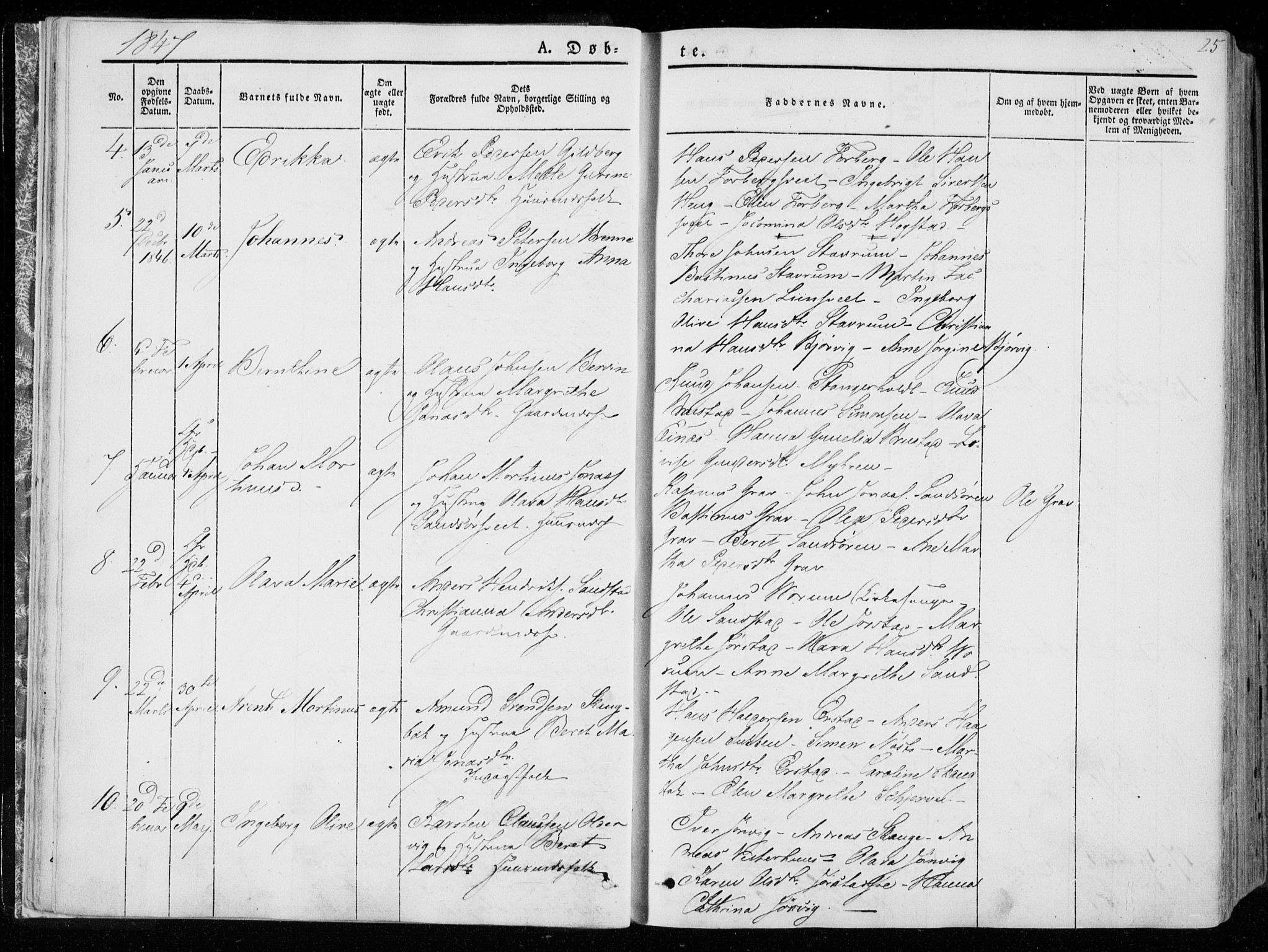 Ministerialprotokoller, klokkerbøker og fødselsregistre - Nord-Trøndelag, SAT/A-1458/722/L0218: Parish register (official) no. 722A05, 1843-1868, p. 25
