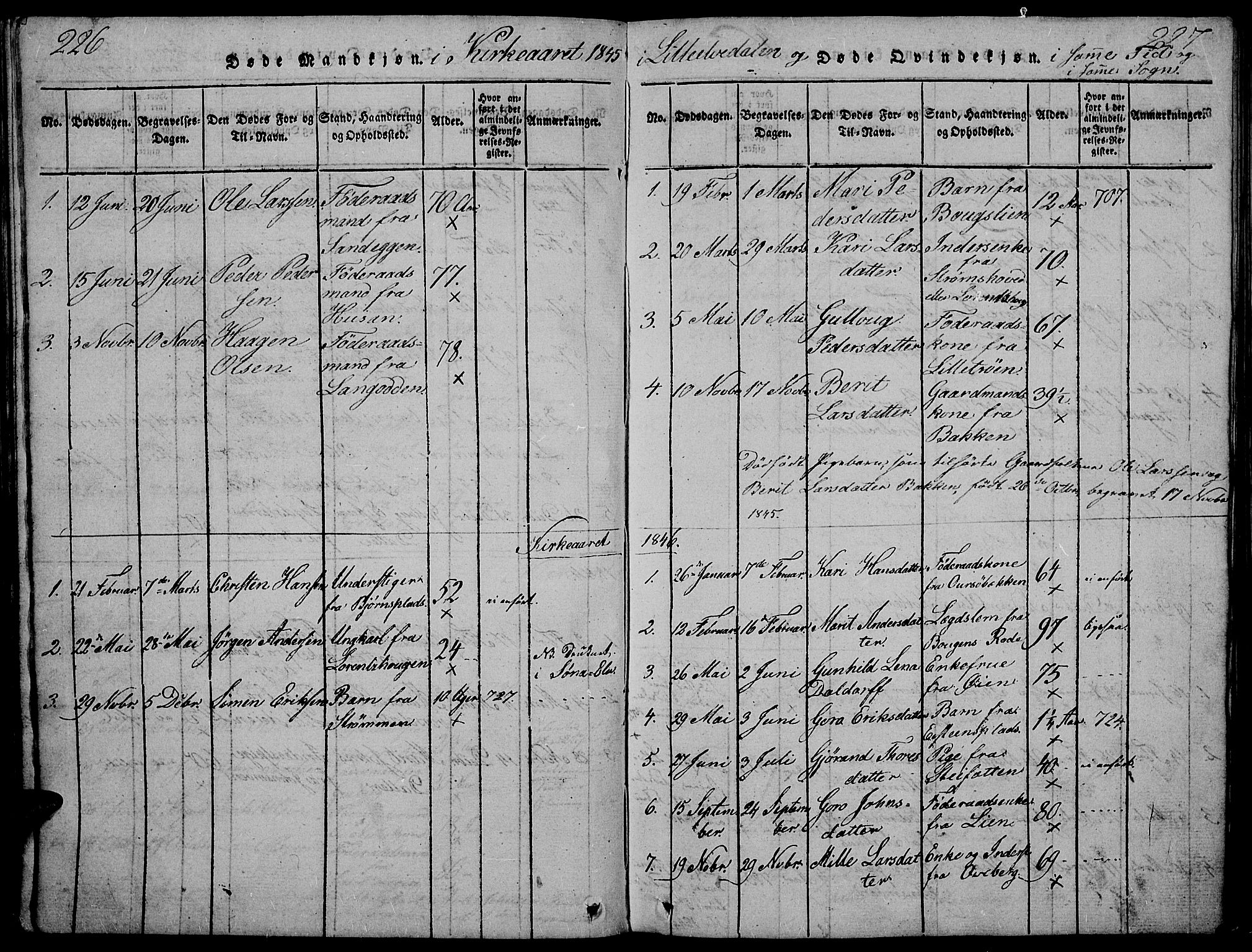 Tynset prestekontor, SAH/PREST-058/H/Ha/Hab/L0002: Parish register (copy) no. 2, 1814-1862, p. 226-227