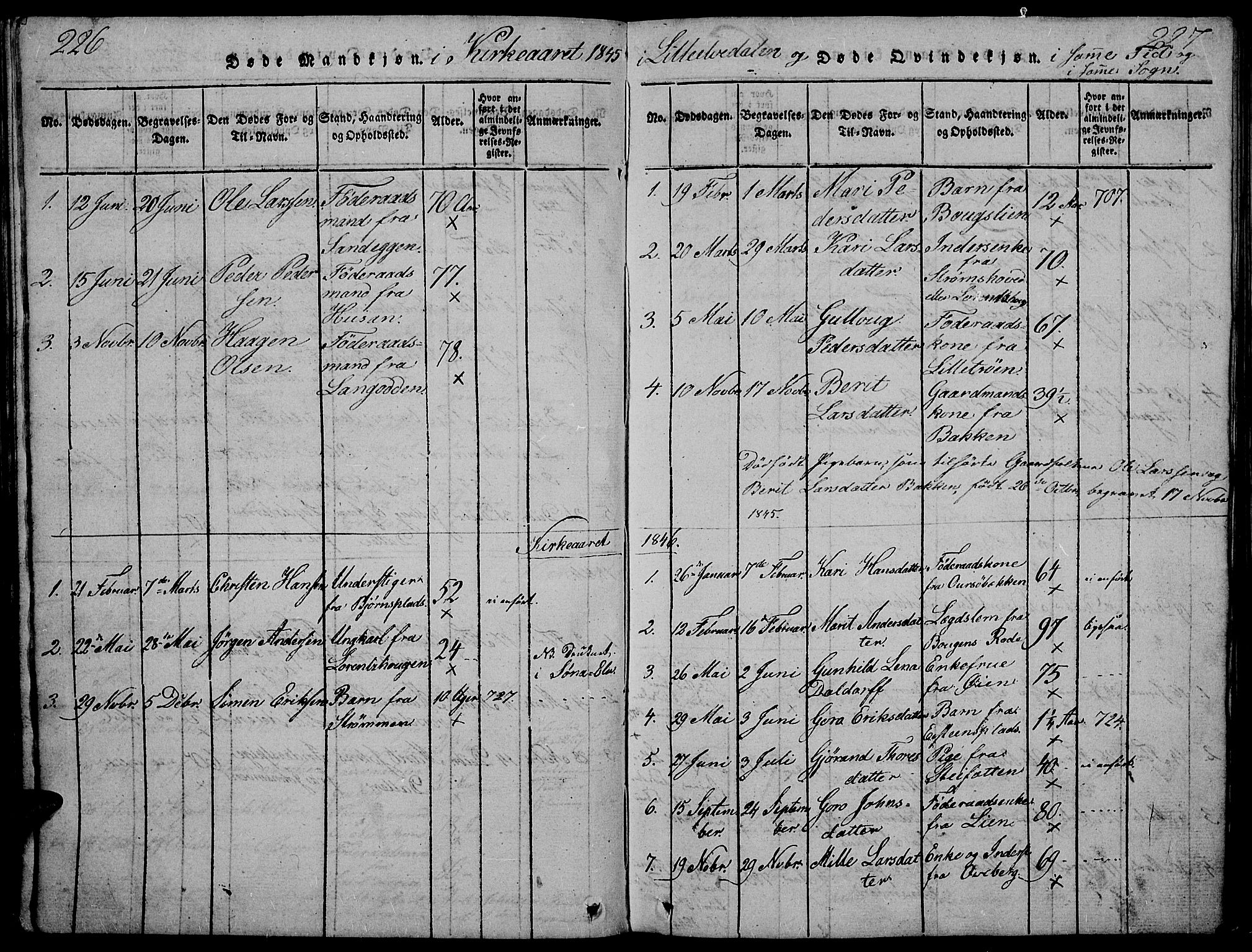 Tynset prestekontor, AV/SAH-PREST-058/H/Ha/Hab/L0002: Parish register (copy) no. 2, 1814-1862, p. 226-227