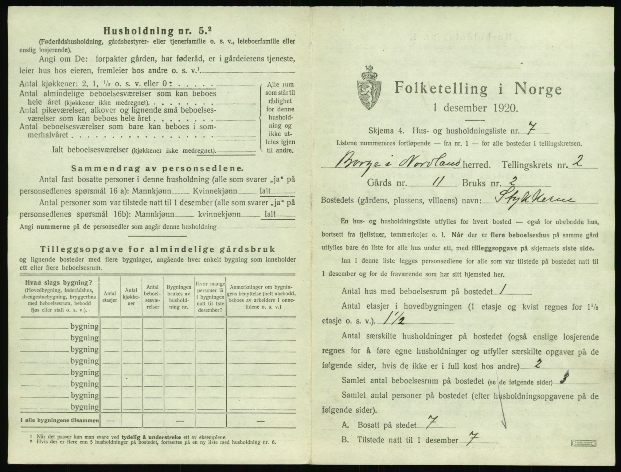 SAT, 1920 census for Borge, 1920, p. 169