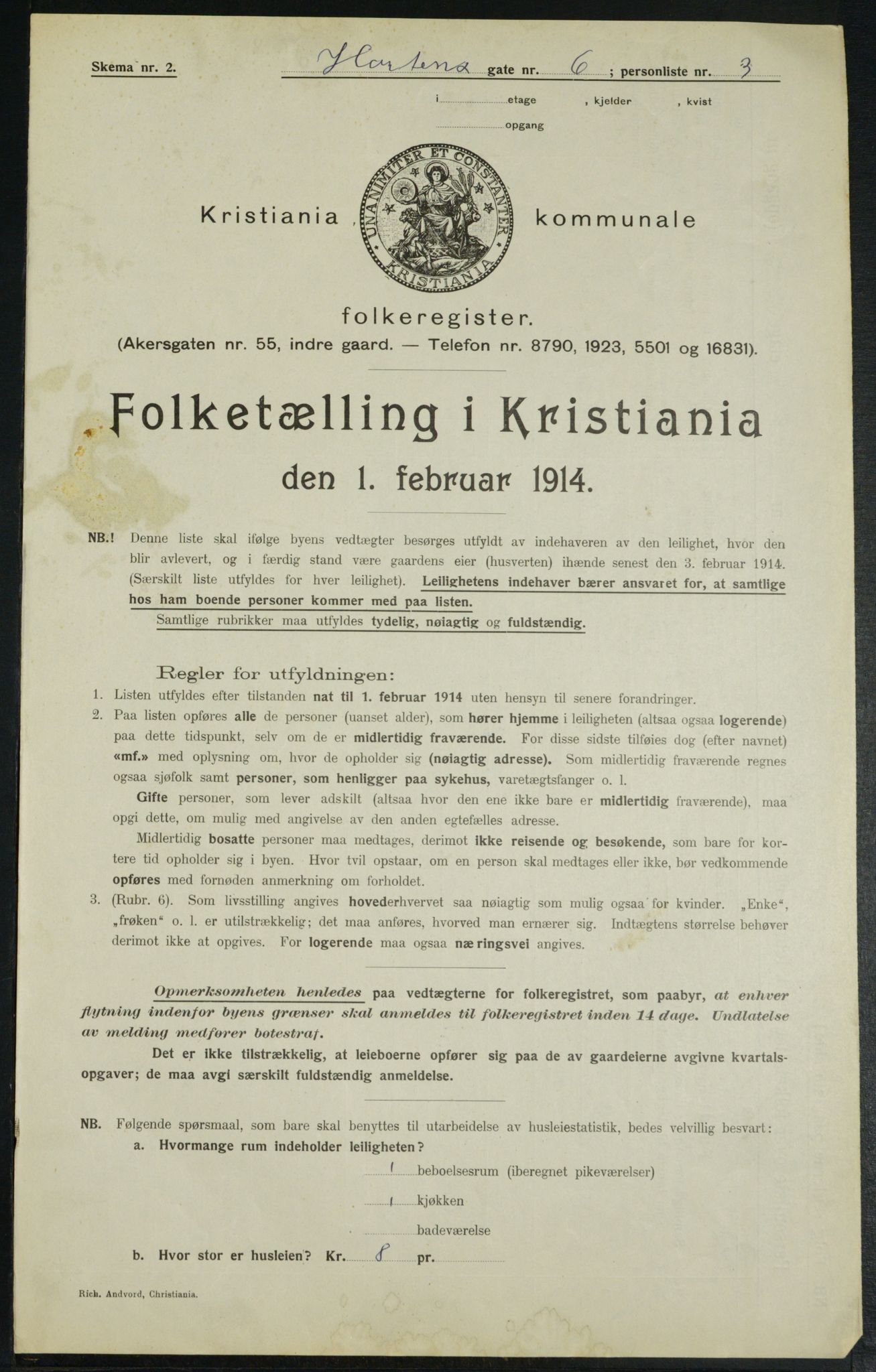 OBA, Municipal Census 1914 for Kristiania, 1914, p. 41487