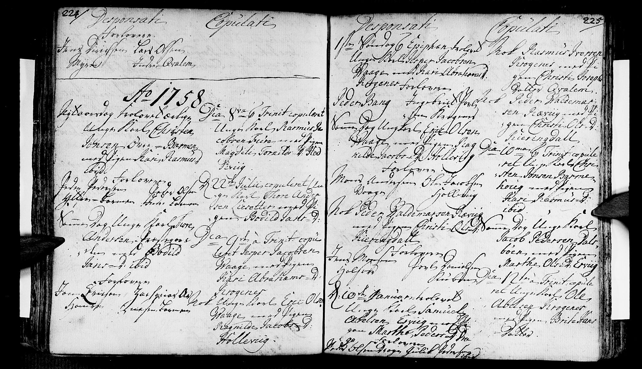 Selje sokneprestembete, SAB/A-99938/H/Ha/Haa/Haaa: Parish register (official) no. A 4, 1743-1759, p. 224-225