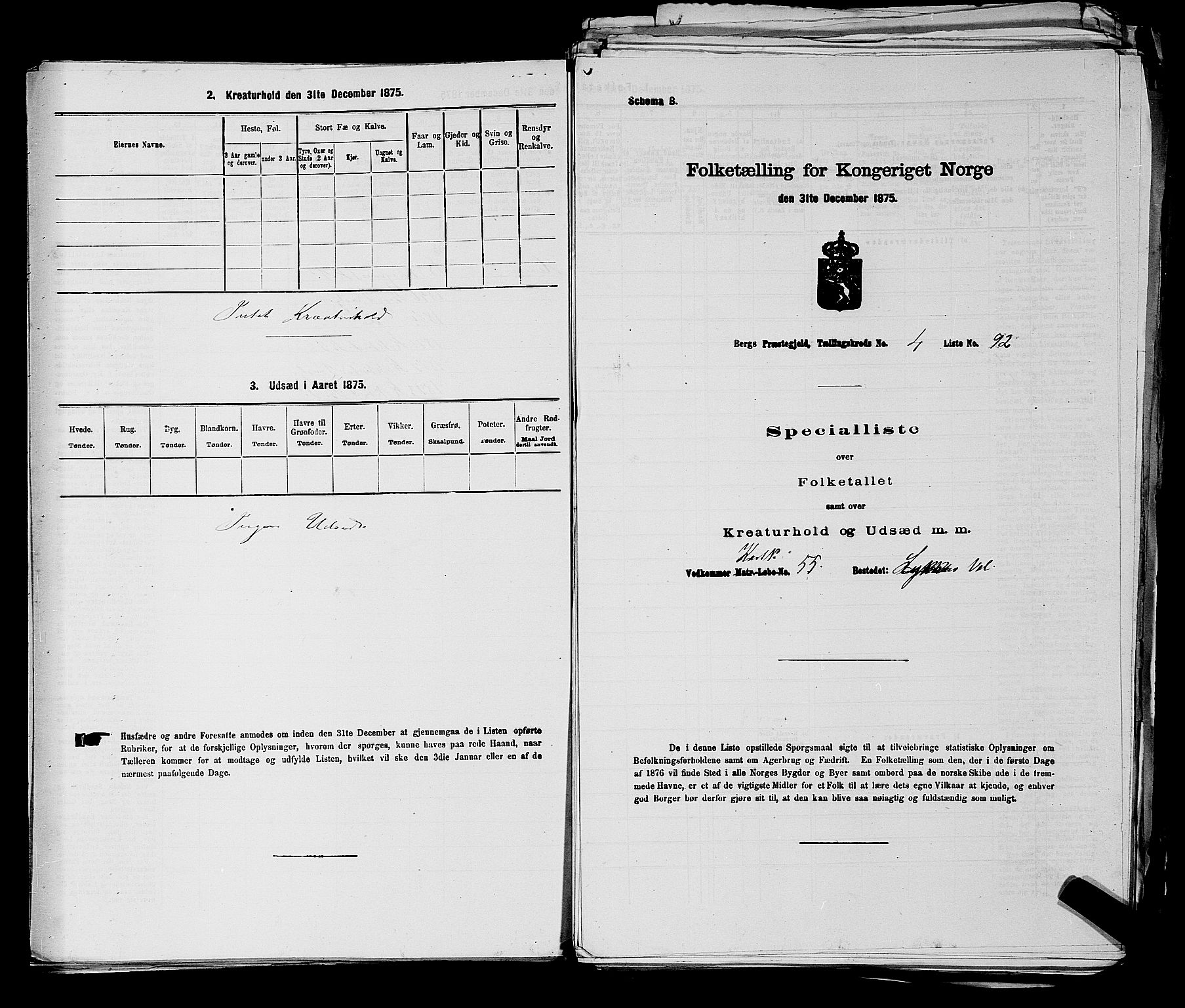 RA, 1875 census for 0116P Berg, 1875, p. 501