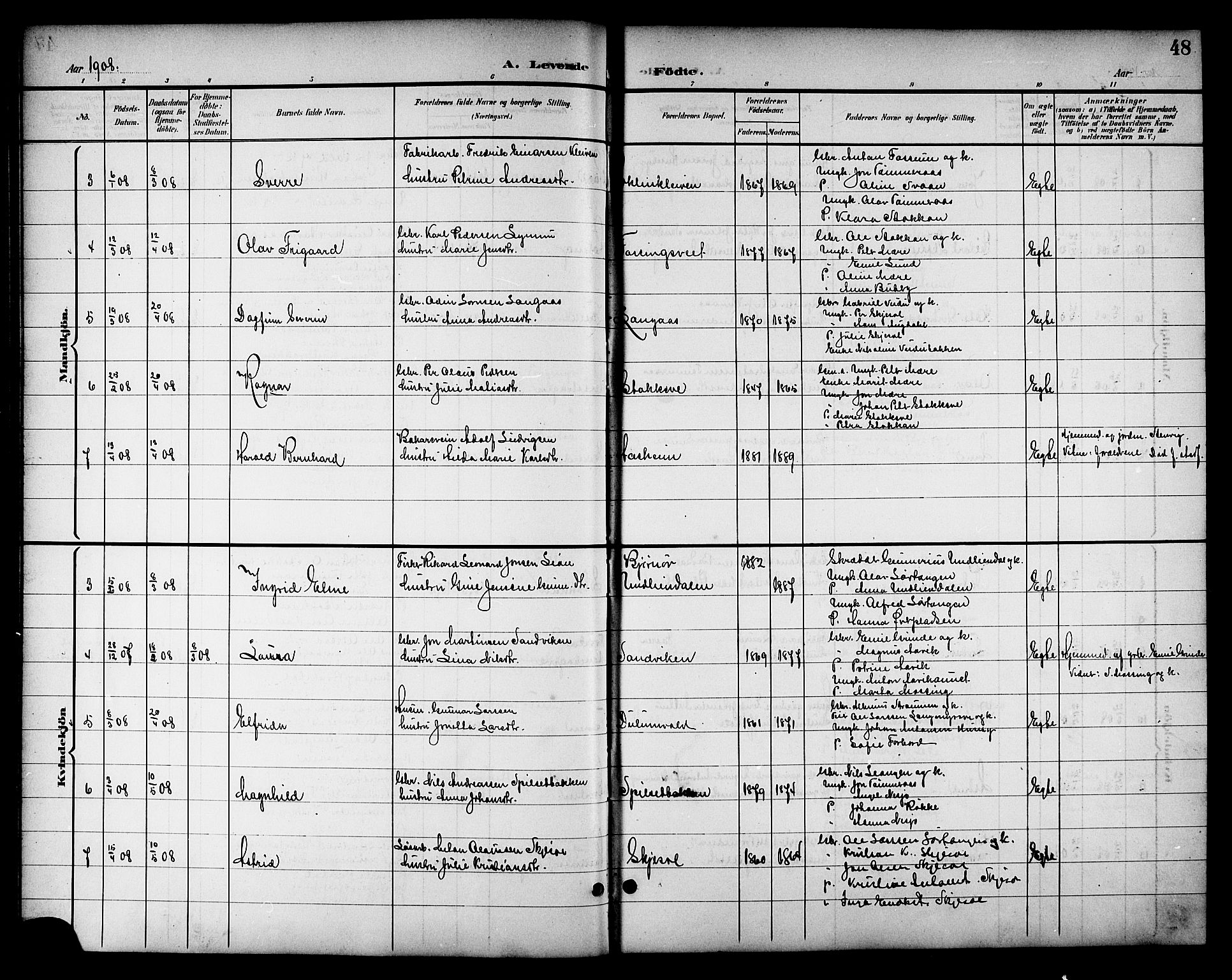 Ministerialprotokoller, klokkerbøker og fødselsregistre - Nord-Trøndelag, AV/SAT-A-1458/714/L0135: Parish register (copy) no. 714C04, 1899-1918, p. 48