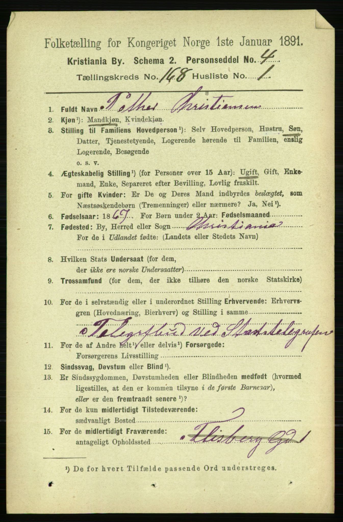 RA, 1891 census for 0301 Kristiania, 1891, p. 98162