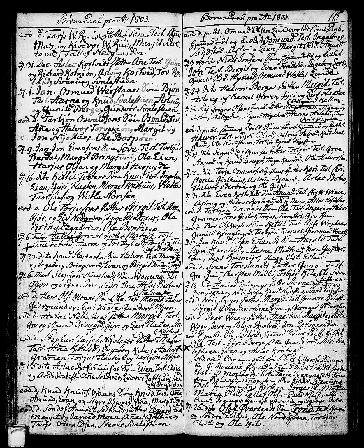 Vinje kirkebøker, AV/SAKO-A-312/F/Fa/L0002: Parish register (official) no. I 2, 1767-1814, p. 115