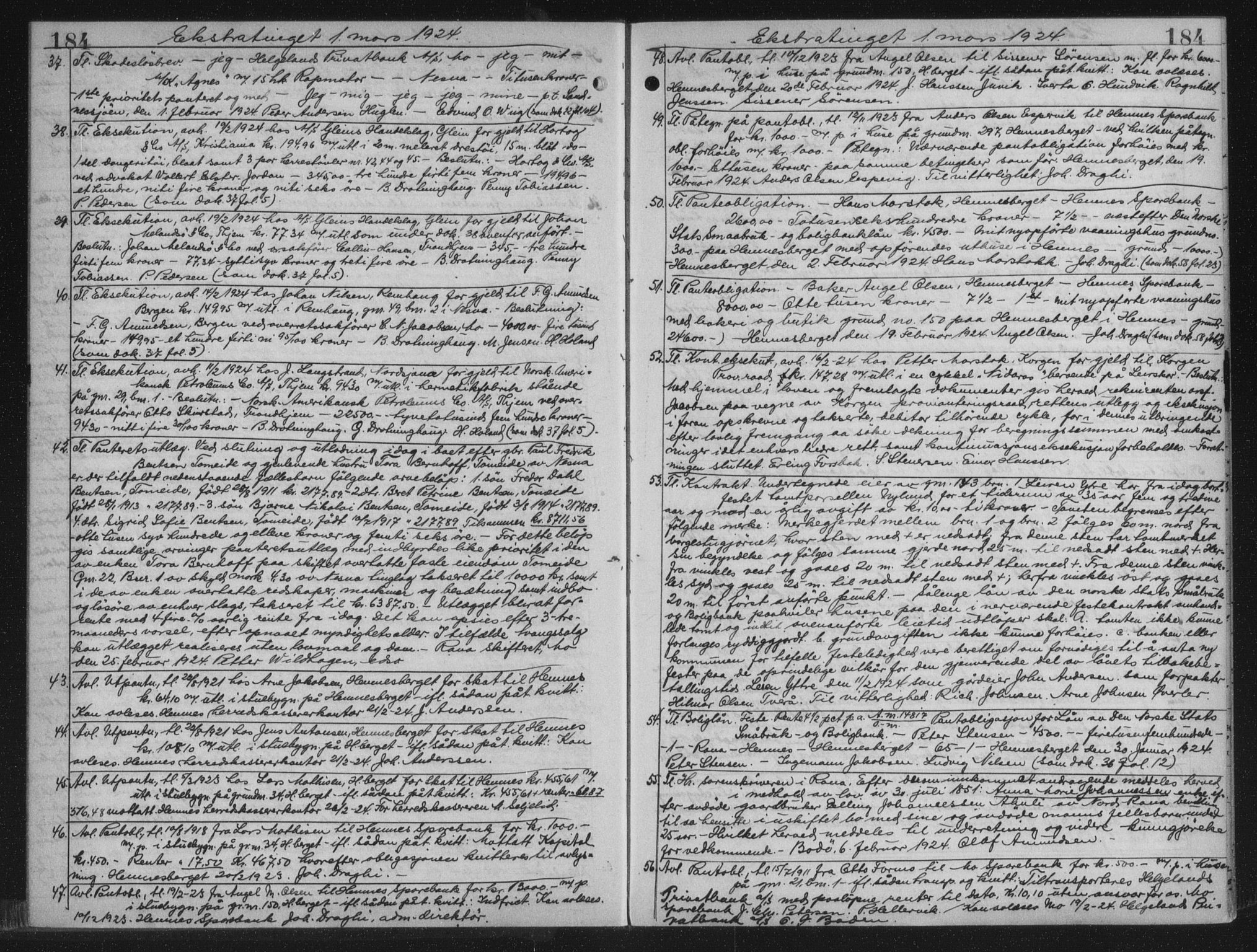 Rana sorenskriveri , AV/SAT-A-1108/1/2/2C/L0018: Mortgage book no. 18, 1923-1928, p. 184, Deed date: 01.03.1924