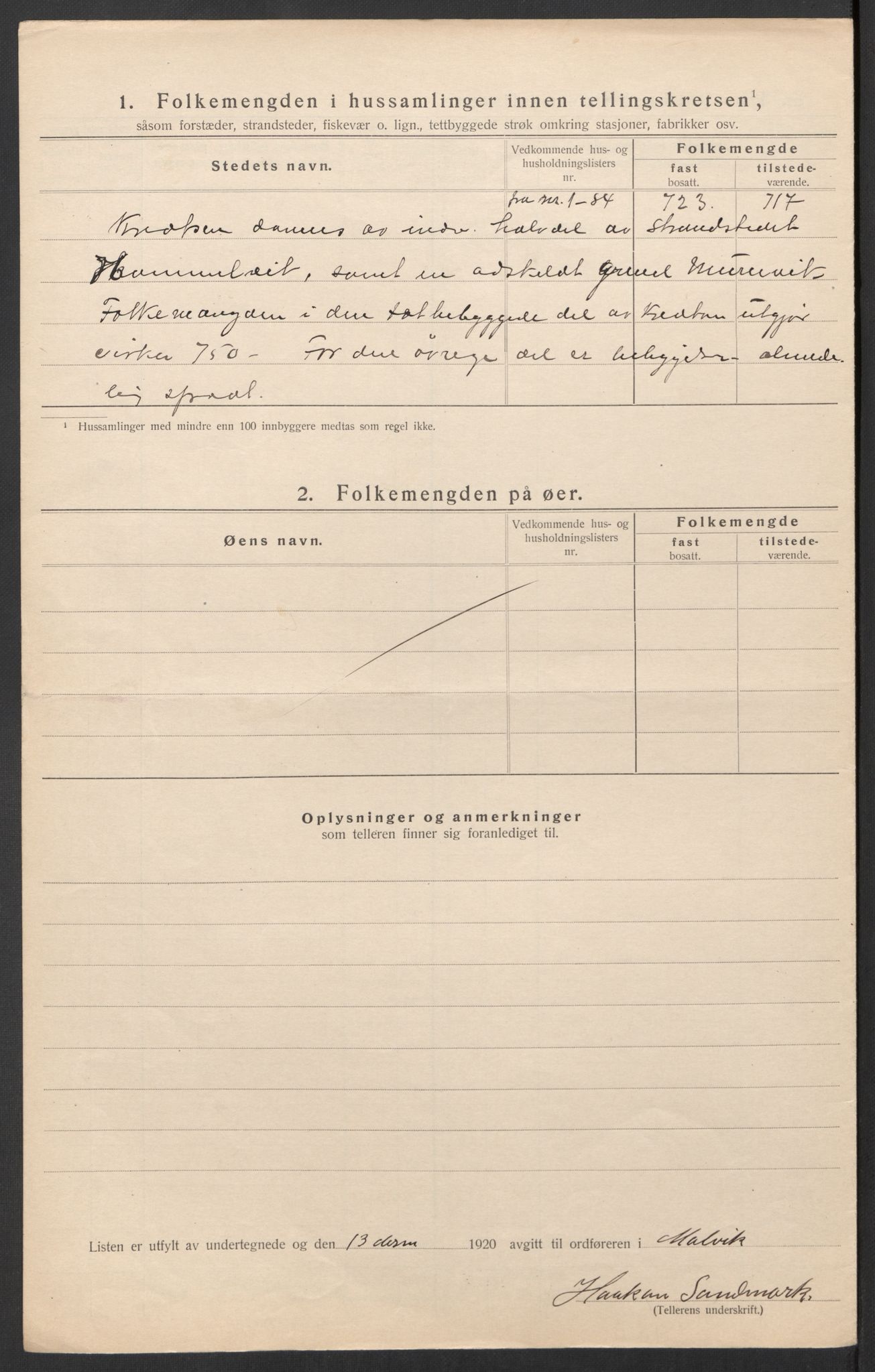 SAT, 1920 census for Malvik, 1920, p. 33