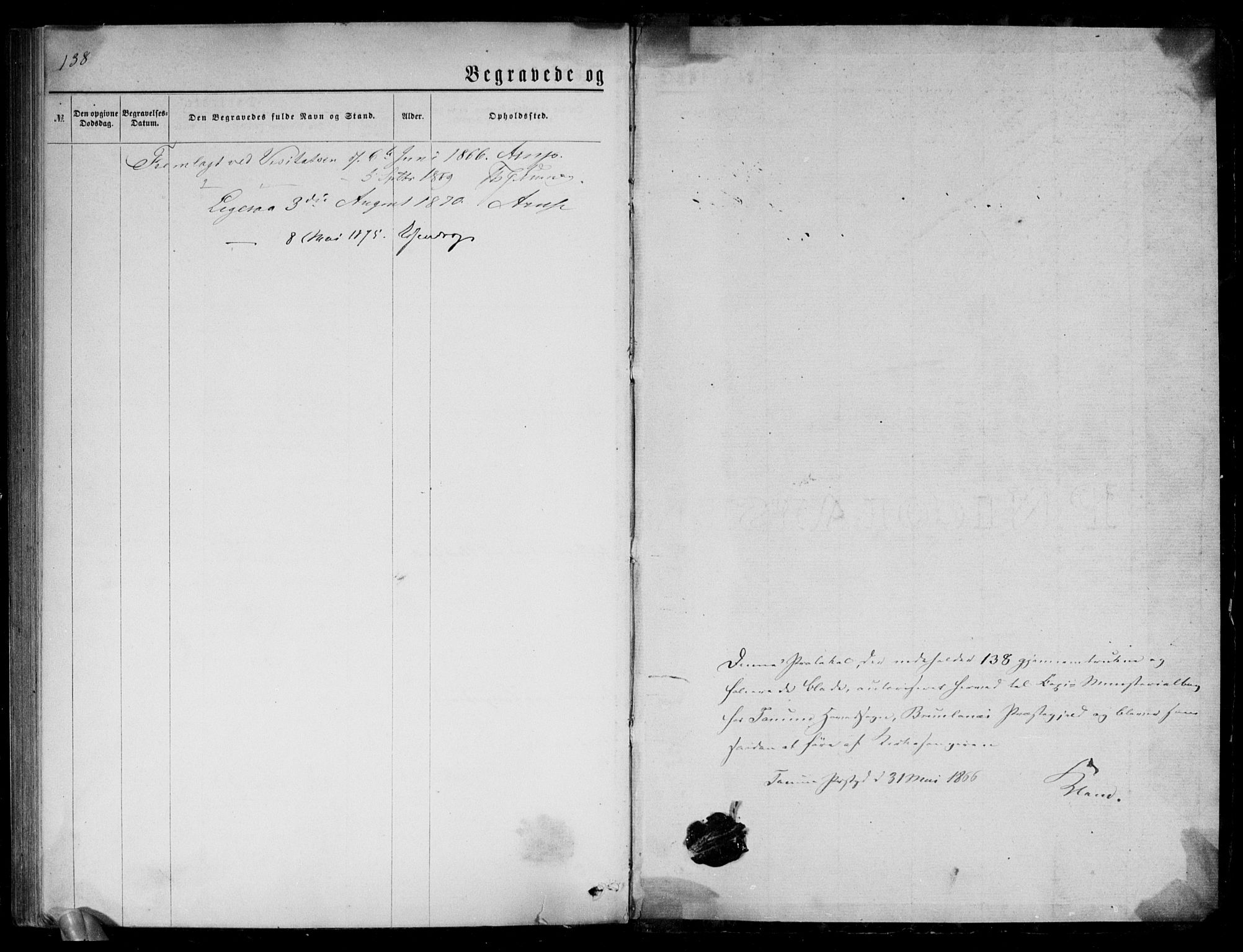 Brunlanes kirkebøker, AV/SAKO-A-342/G/Ga/L0002: Parish register (copy) no. I 2, 1866-1876, p. 138