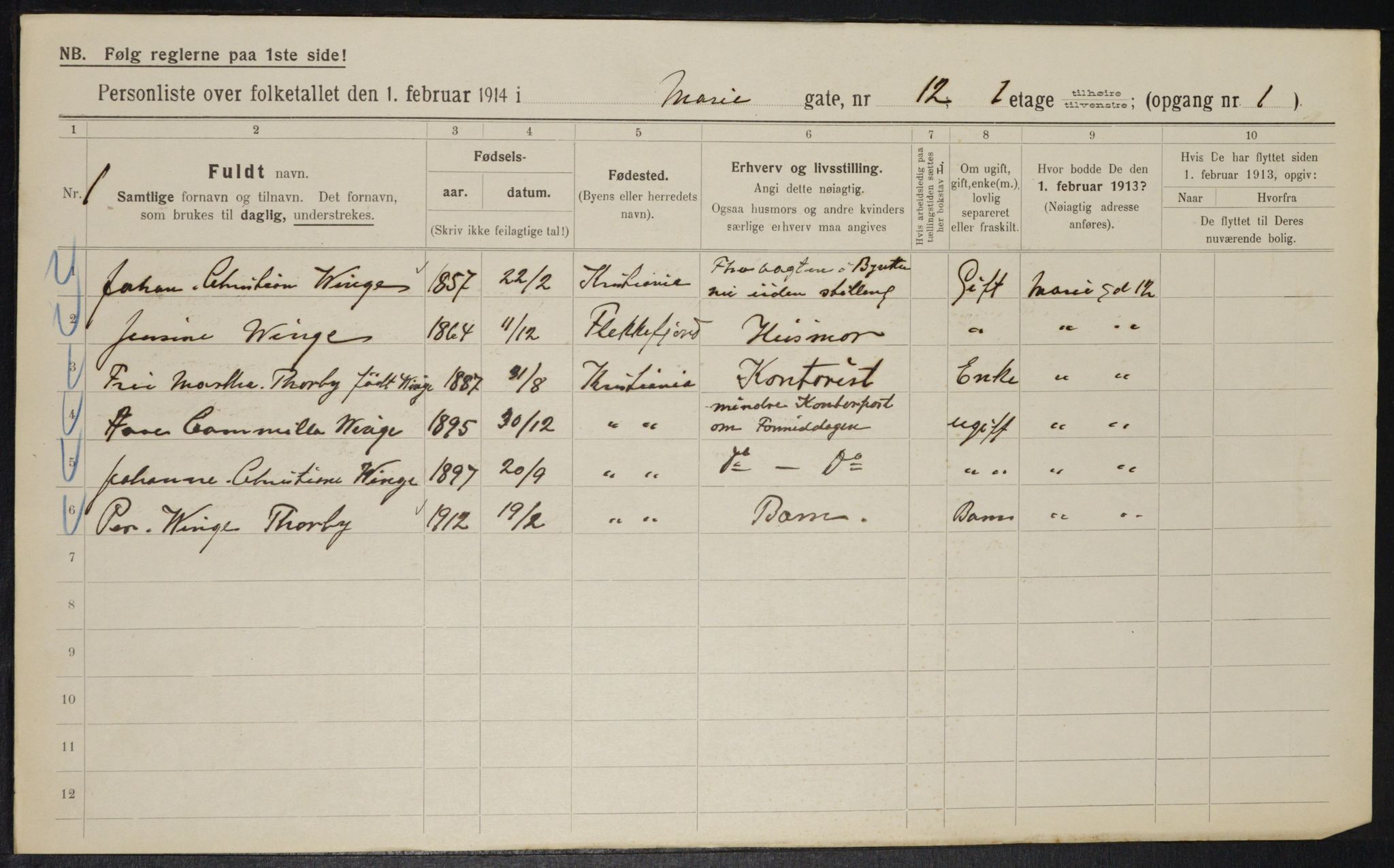 OBA, Municipal Census 1914 for Kristiania, 1914, p. 62895