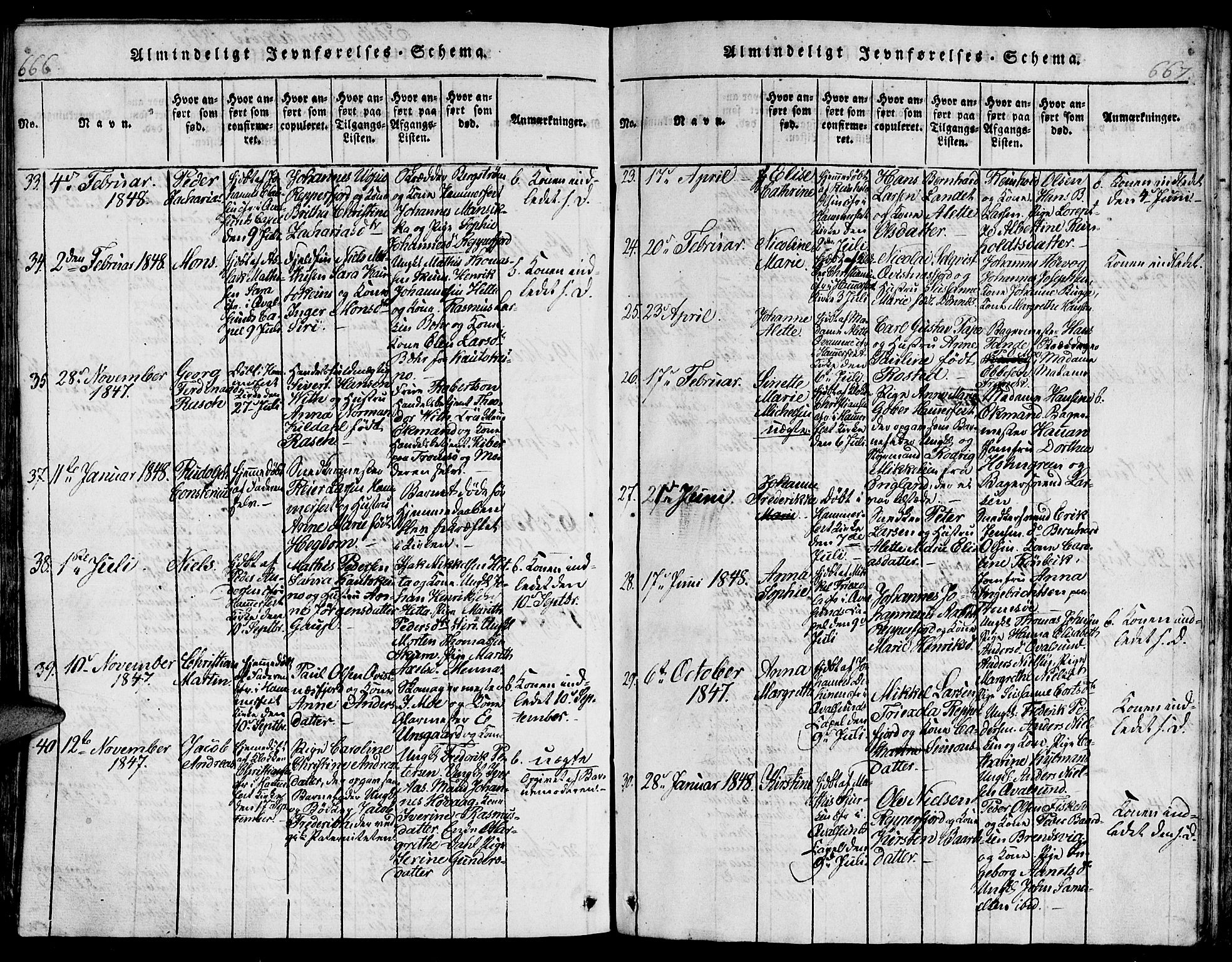 Hammerfest sokneprestkontor, AV/SATØ-S-1347/H/Hb/L0001.klokk: Parish register (copy) no. 1, 1822-1850, p. 666-667